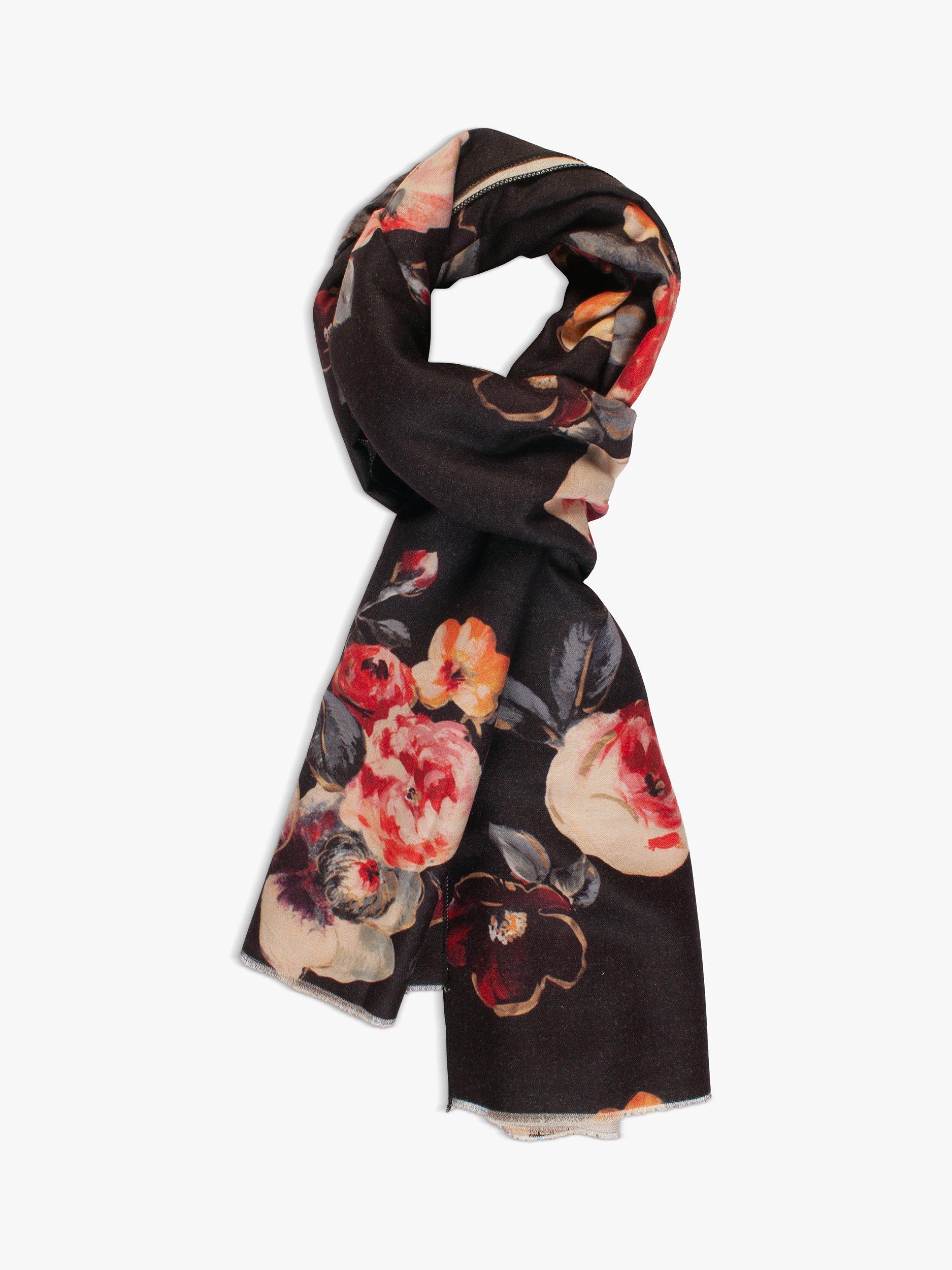 Product image 4 of 6, which shows chesca Floral Print Scarf, Black/Multi