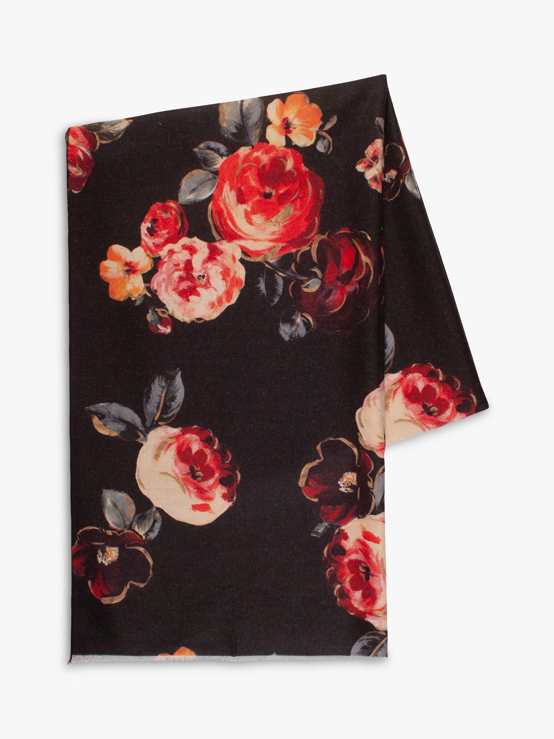 Product image 6 of 6, which shows chesca Floral Print Scarf, Black/Multi