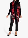 chesca Animal and Check Print Scarf, Red/Black