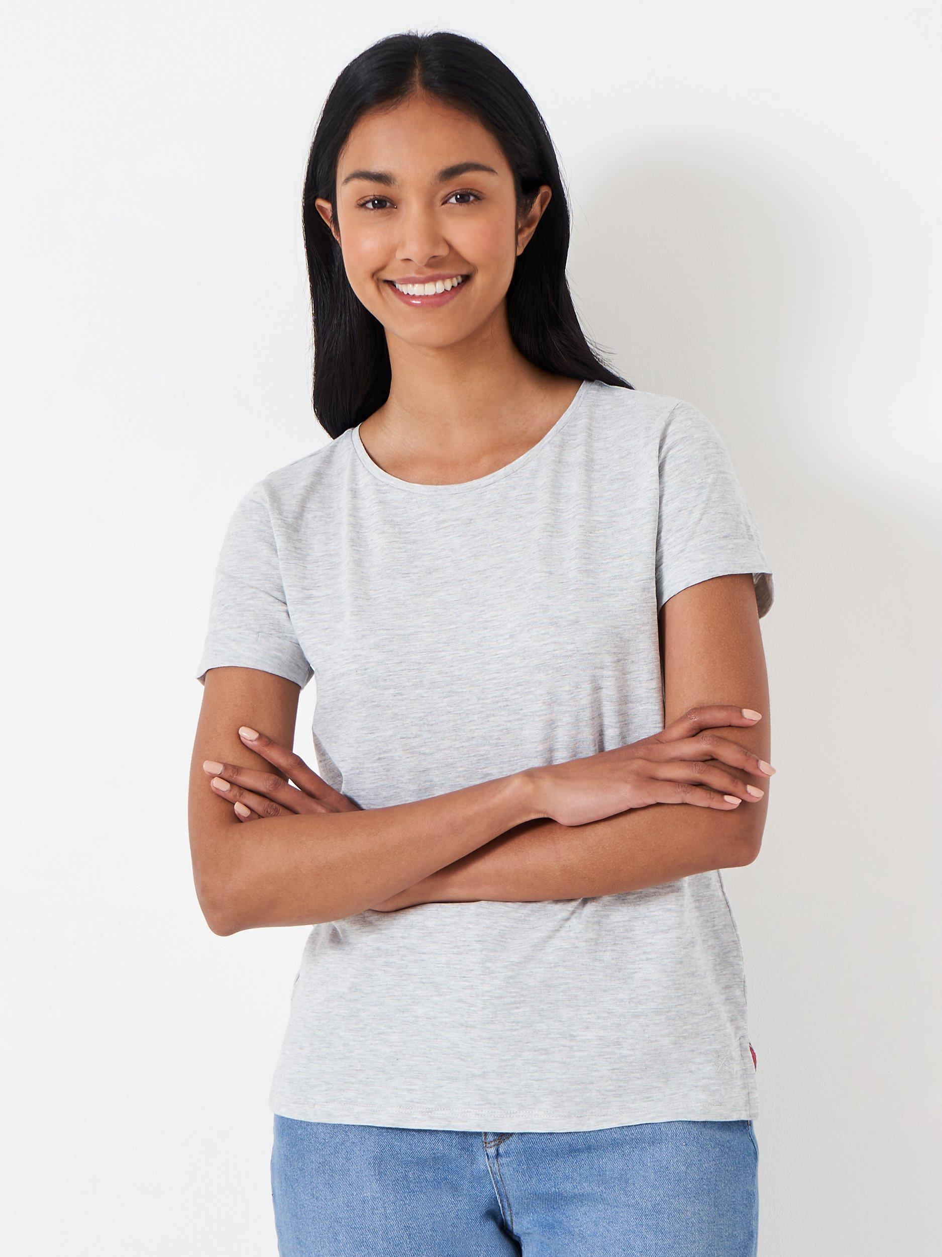 Product image 1 of 6, which shows Crew Clothing Perfect Slub T-Shirt, Light Grey, 8