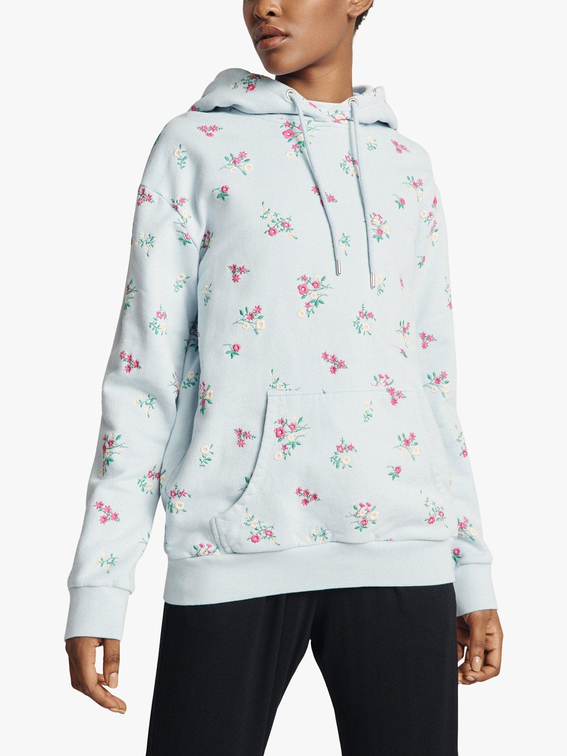 Ghost Organic Cotton Floral Embroidered Hoodie, Blue
