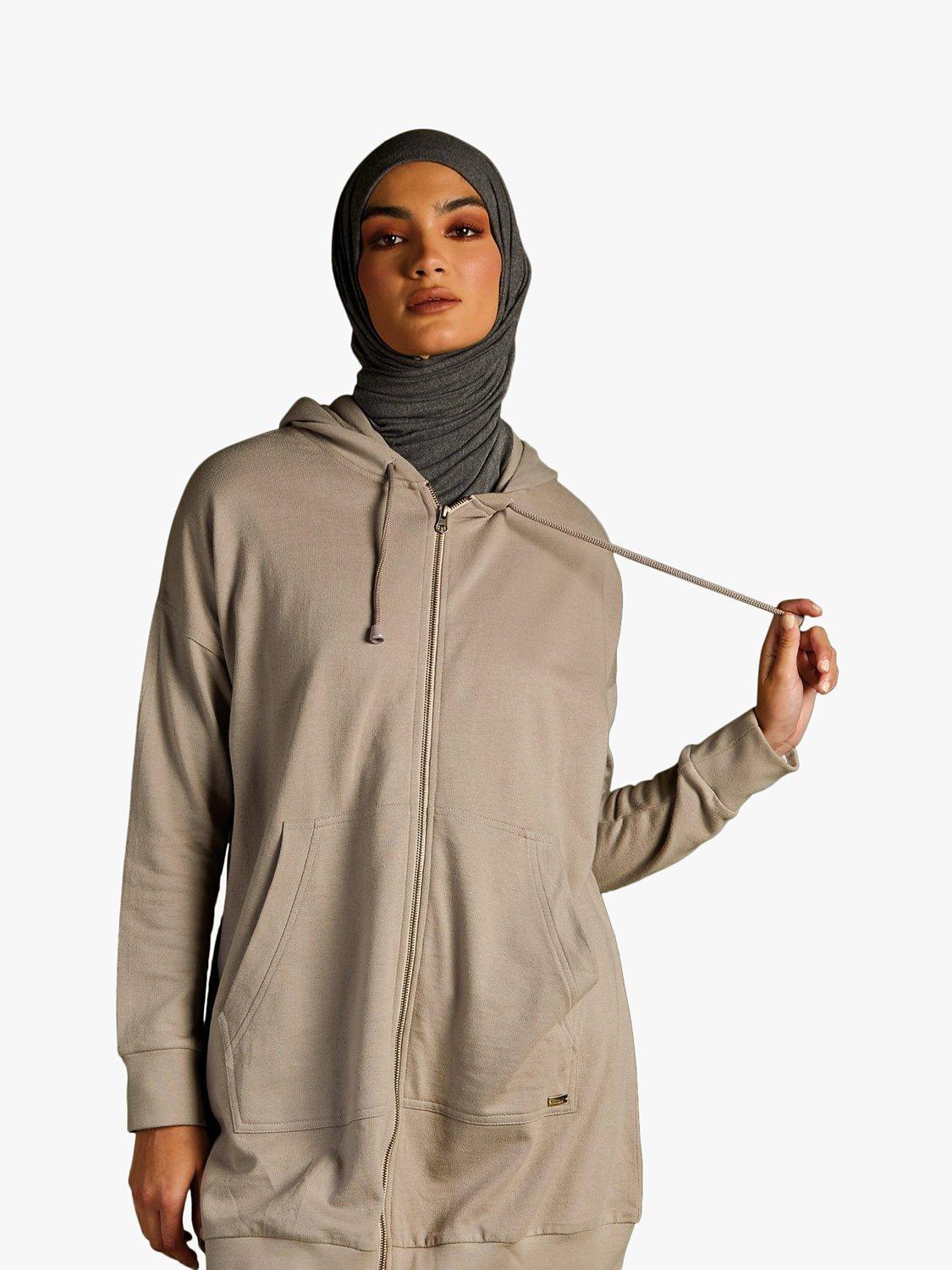 Aab Modest Zip Up Hoodie, Grey