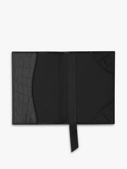 Whistles Shiny Croc Embossed Leather Passport Holder, Black - view 2, Black