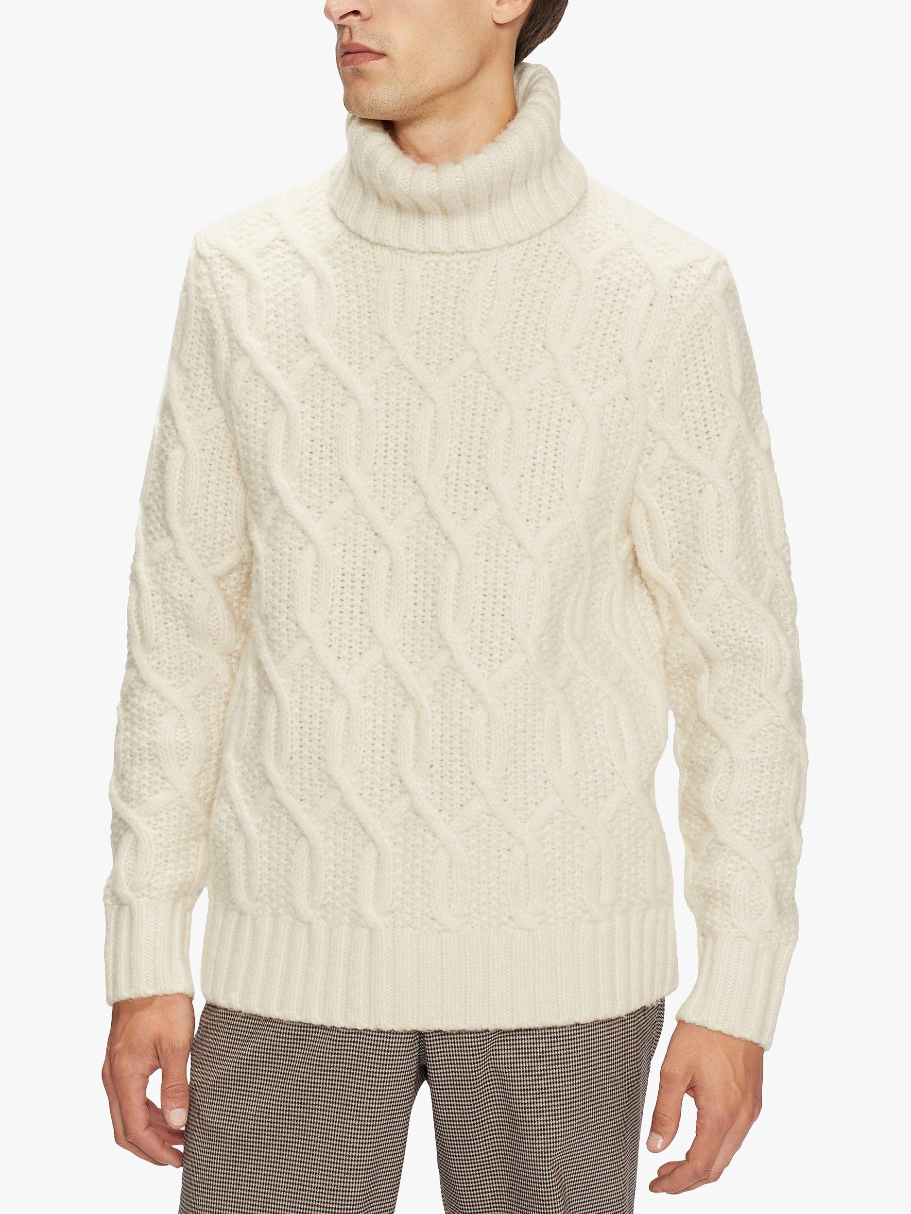 Ted Baker Rocer Chunky Roll Neck Cable Knit Jumper, White