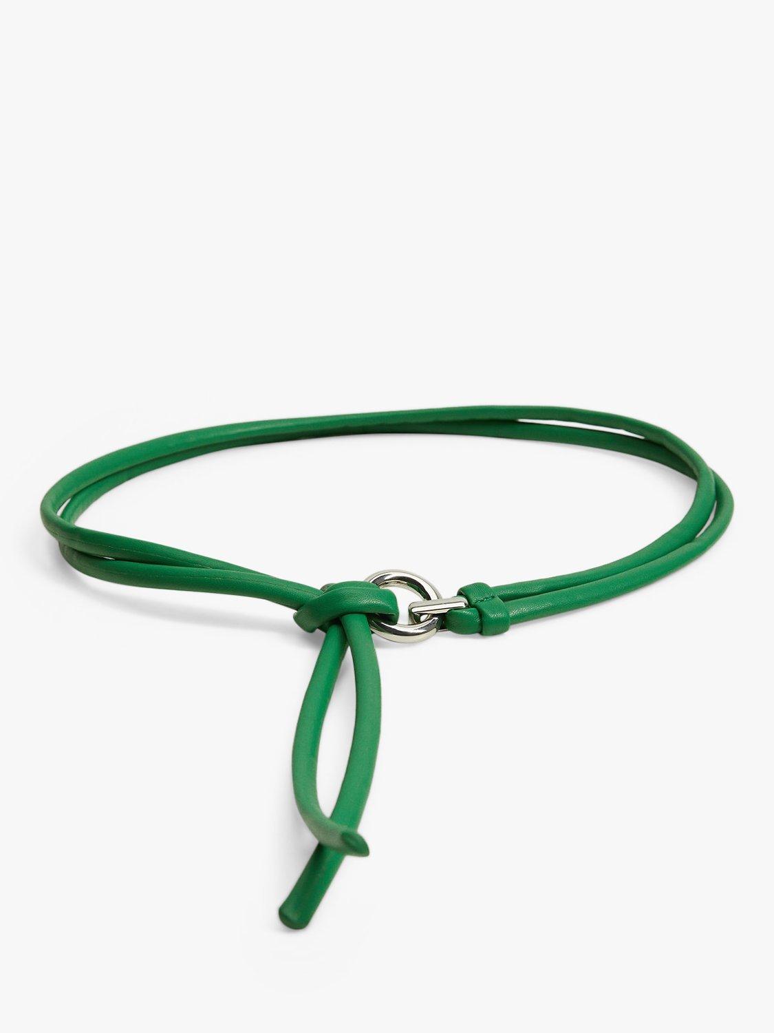 Mango Cuerda Slim Thread Through Belt, Green, S