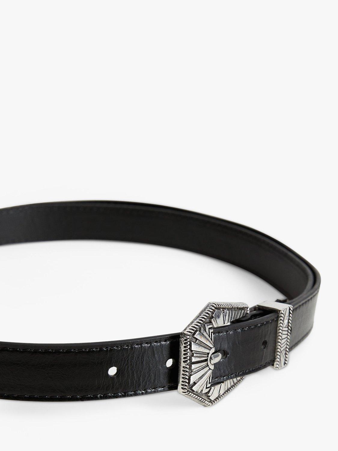 Product image 1 of 4, which shows Mango Nevada Embellished Buckle Belt, Black, S