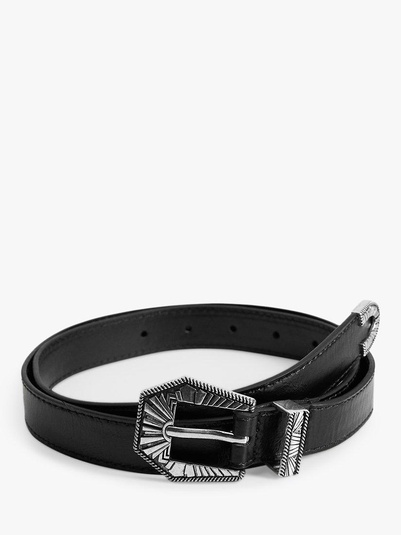 Product image 2 of 4, which shows Mango Nevada Embellished Buckle Belt, Black, S