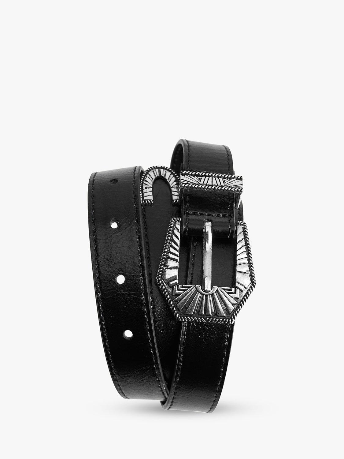 Product image 4 of 4, which shows Mango Nevada Embellished Buckle Belt, Black, S