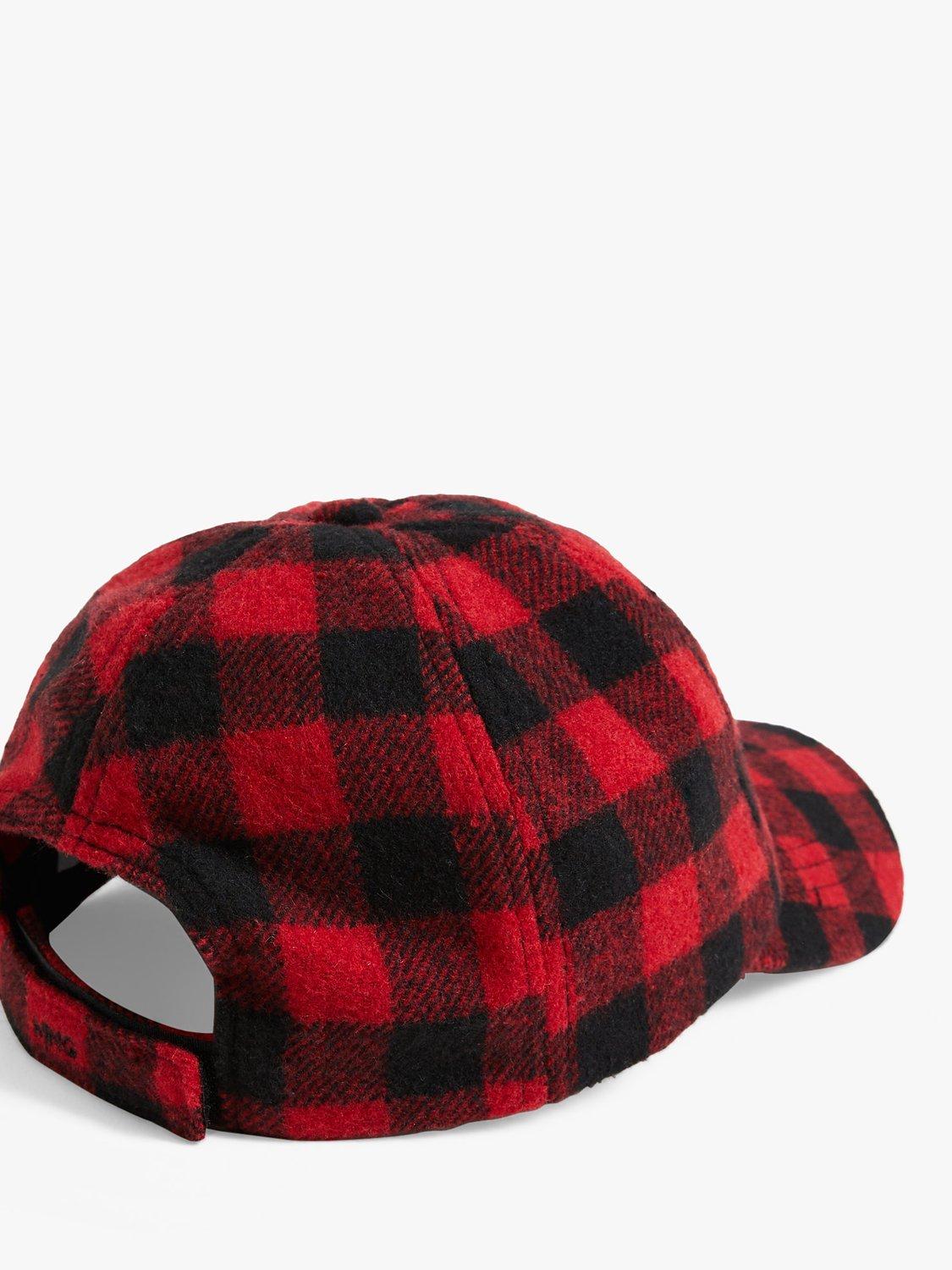 Mango Cece Check Baseball Cap, Red