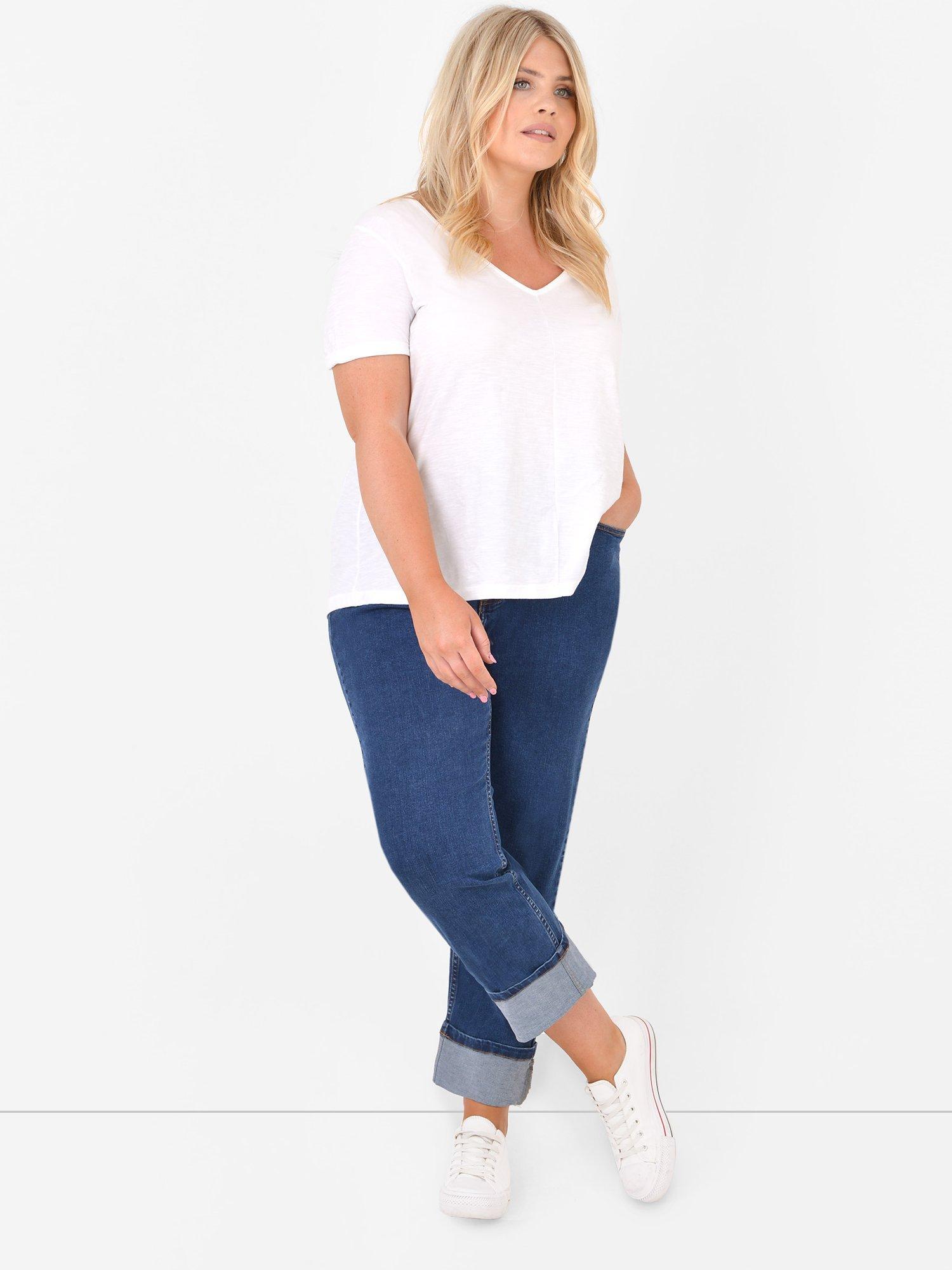 Live Unlimited Curve Cropped Boyfriend Jeans, Washed Blue