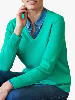 Pure Collection Cashmere V-Neck Jumper, Jade