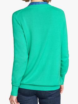 Pure Collection Cashmere V-Neck Jumper - view 2, Jade