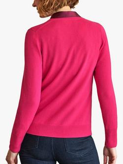 Pure Collection Cashmere V-Neck Jumper - view 2, Winter Fuchsia