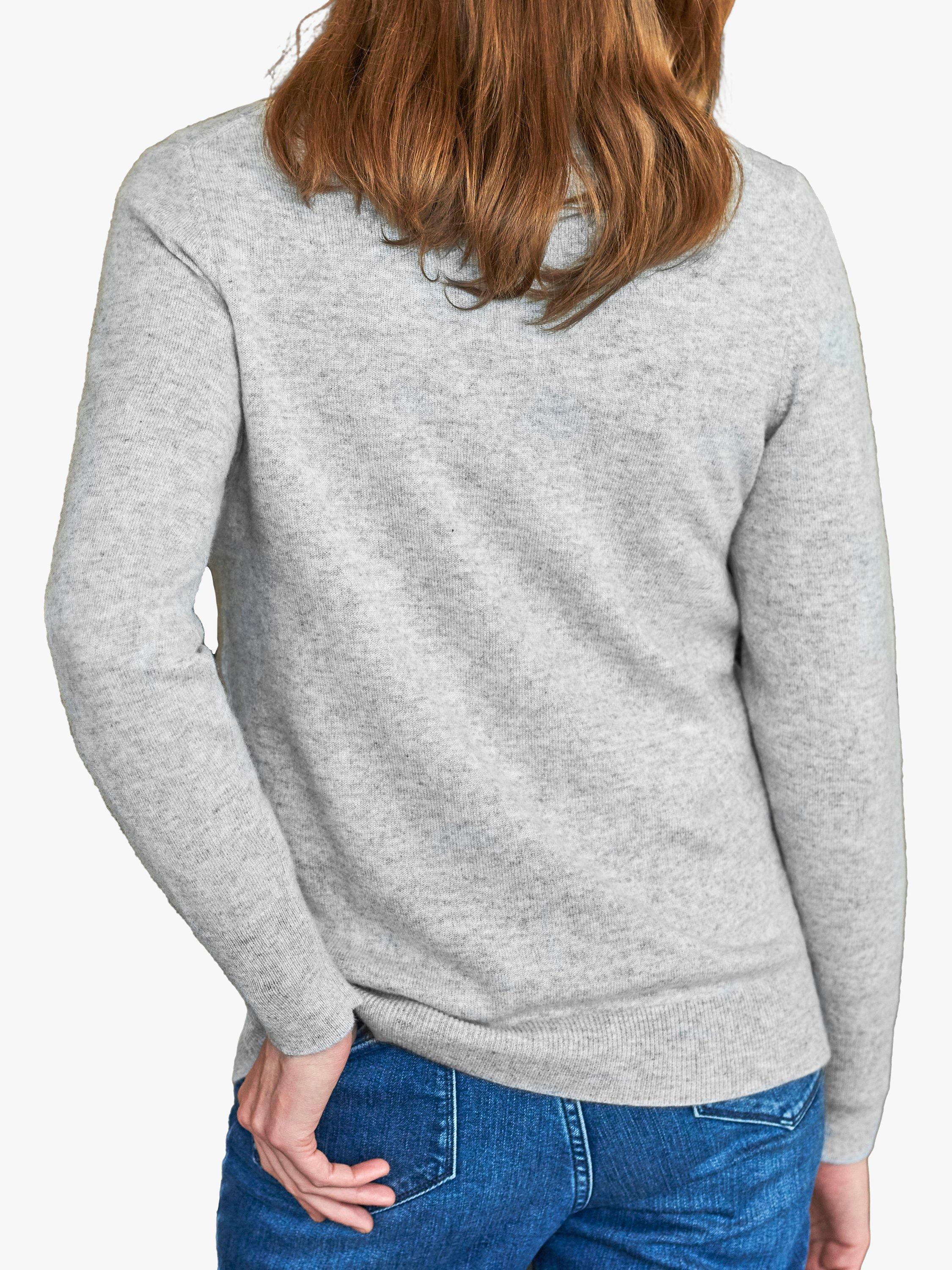 Product image 2 of 3, which shows Pure Collection Cashmere Crew Neck Jumper, Heather Dove, 8