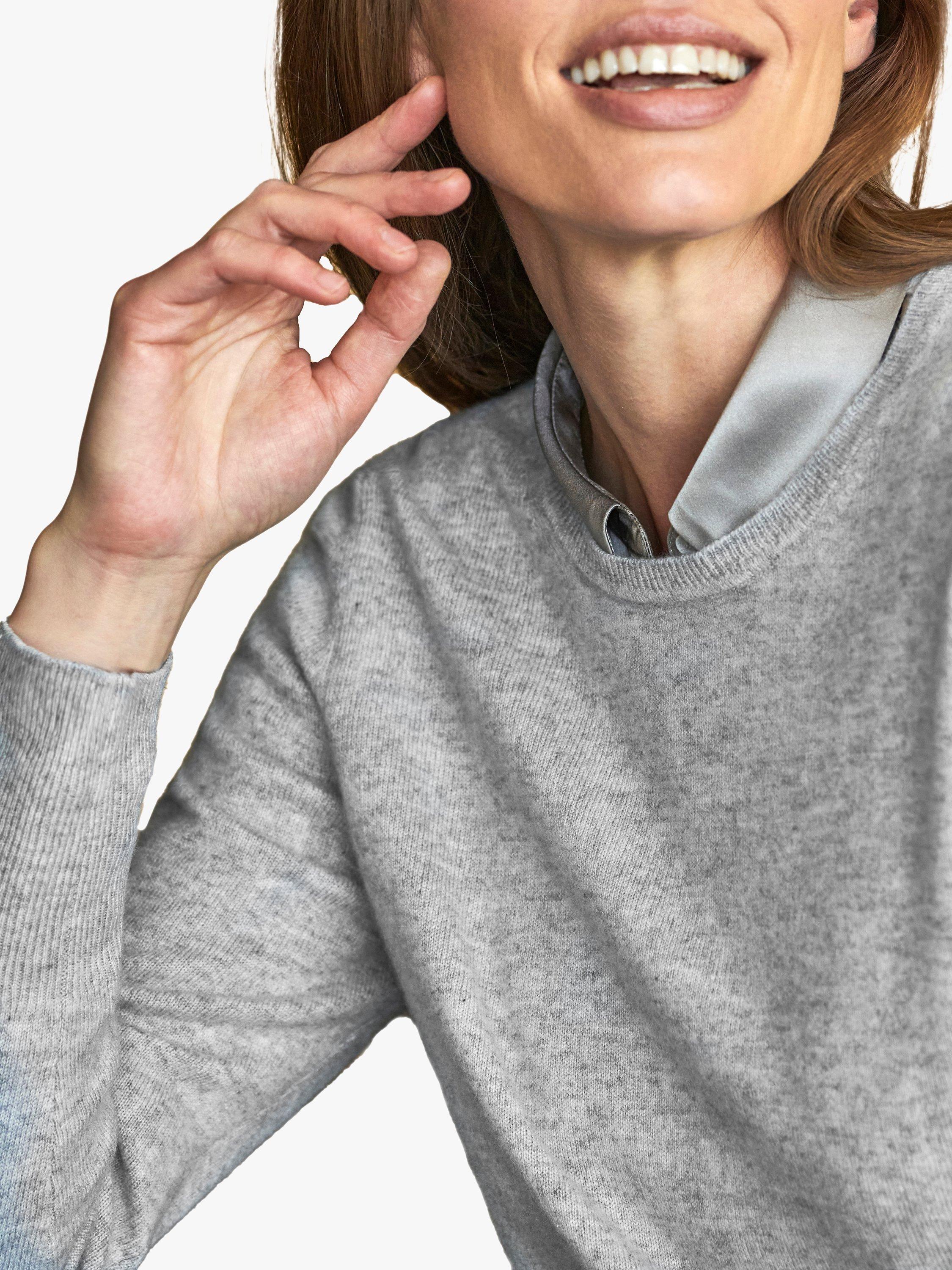 Product image 3 of 3, which shows Pure Collection Cashmere Crew Neck Jumper, Heather Dove, 8