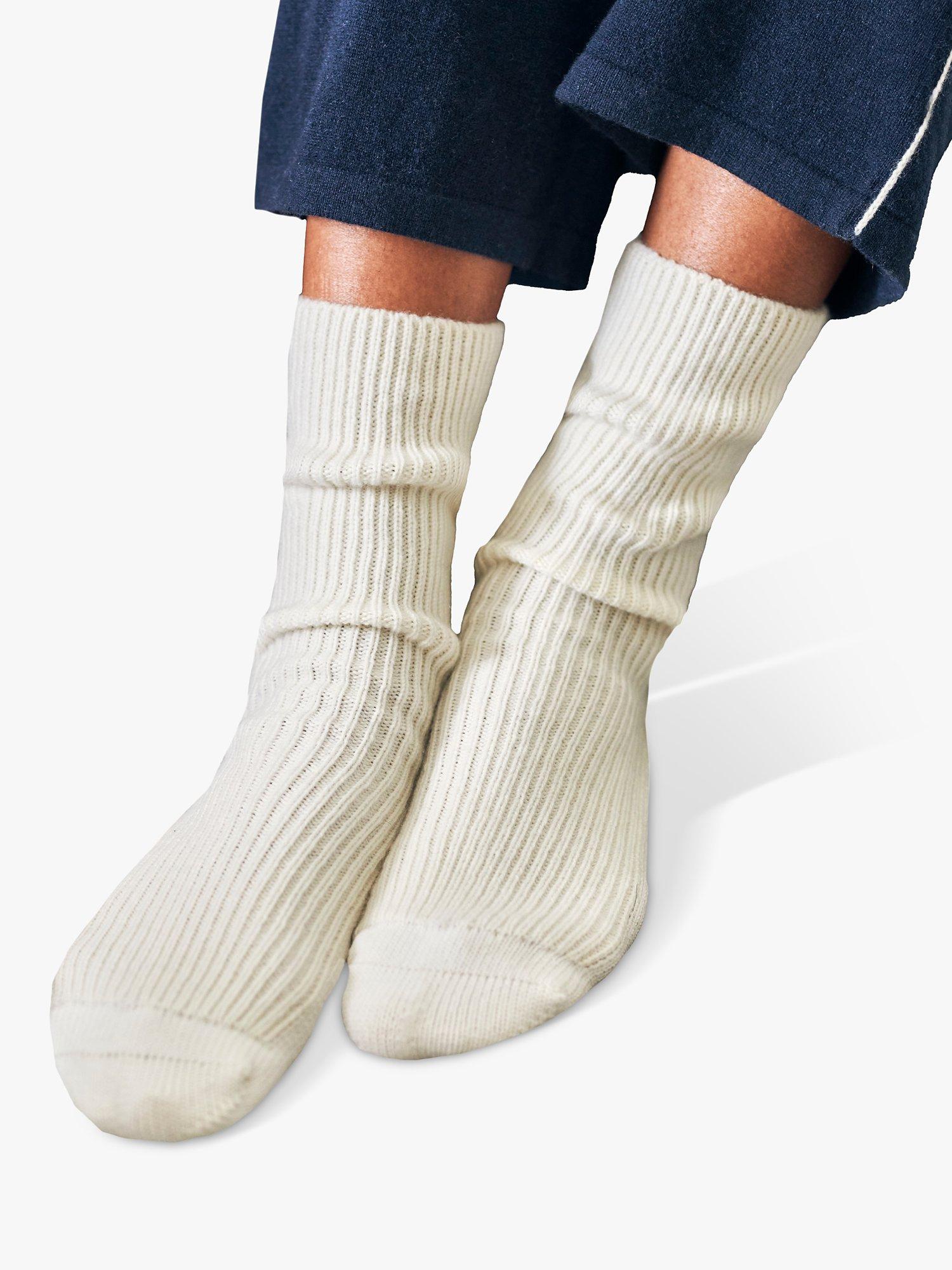 Product image 1 of 1, which shows Pure Collection Cashmere Mix Bed Socks, Soft White, One Size
