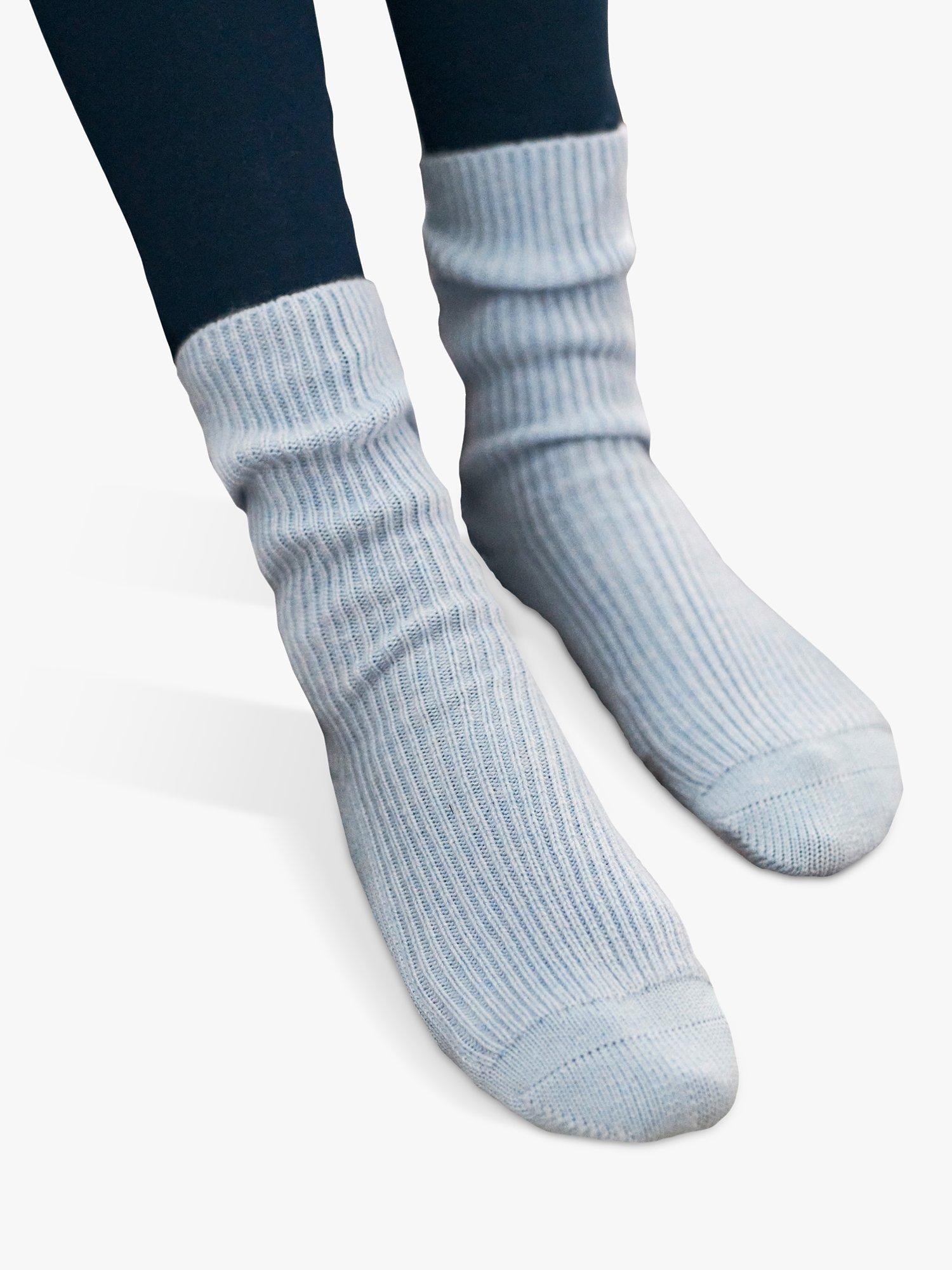 Product image 1 of 1, which shows Pure Collection Cashmere Mix Bed Socks, Cloud Blue, One Size