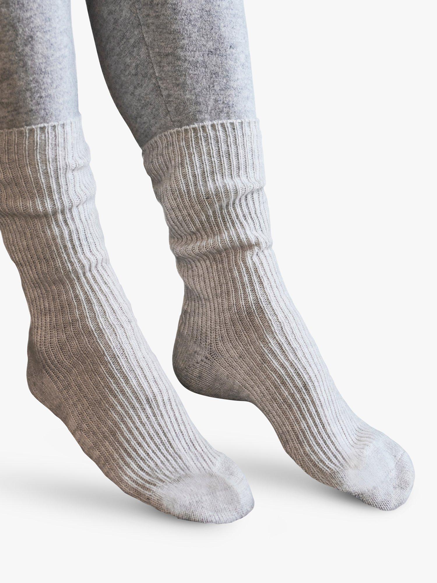 Product image 1 of 1, which shows Pure Collection Cashmere Blend Socks, Ice Grey, One Size