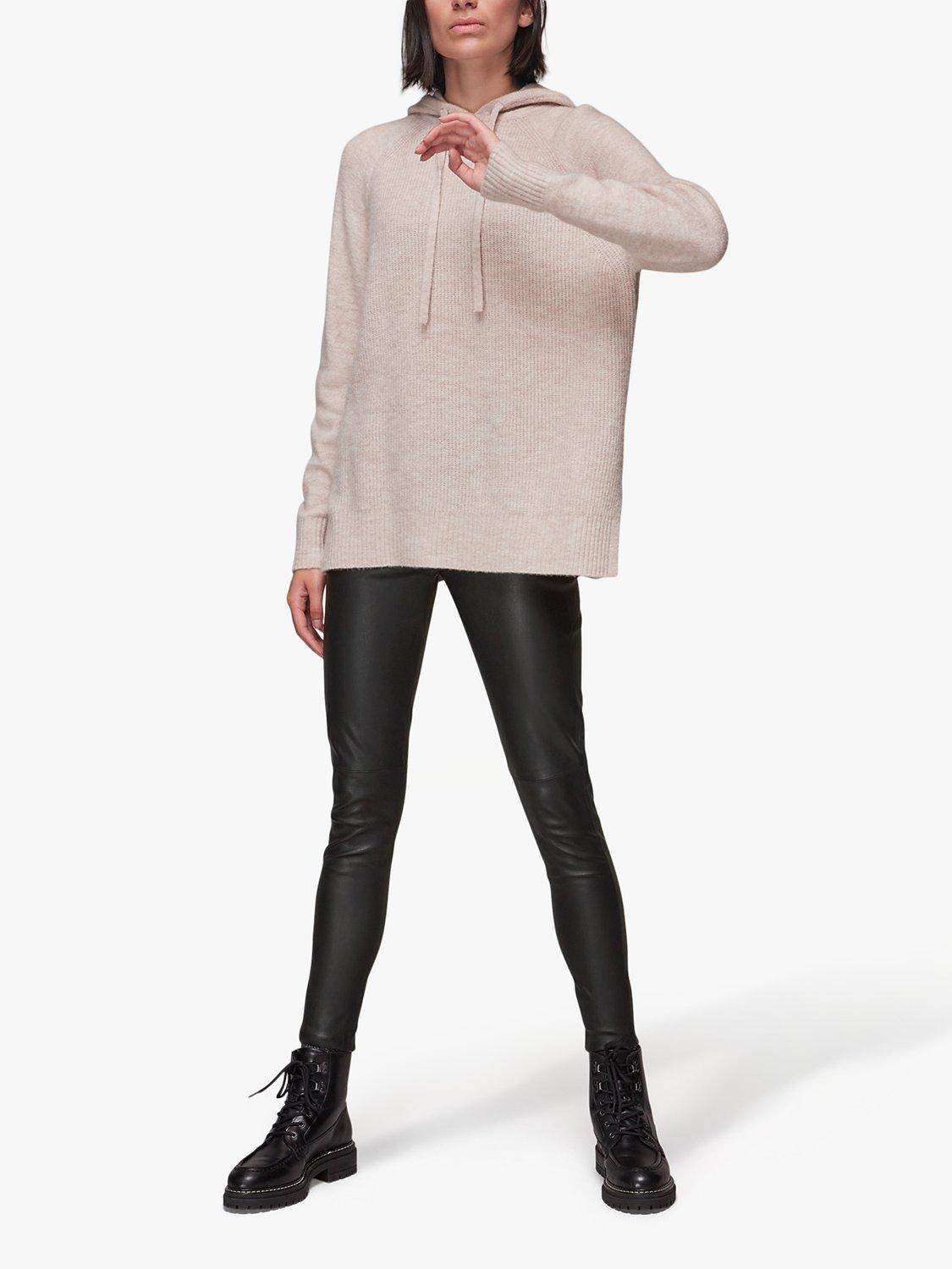 Product image 1 of 6, which shows Whistles Stretch Leather Leggings, Black, 8