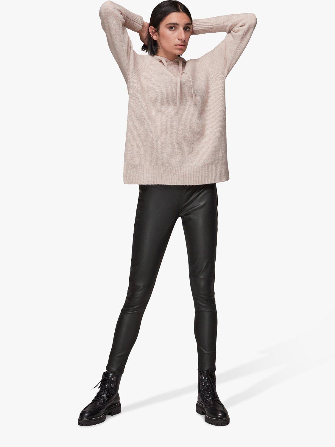 Whistles Stretch Leather Leggings Black
