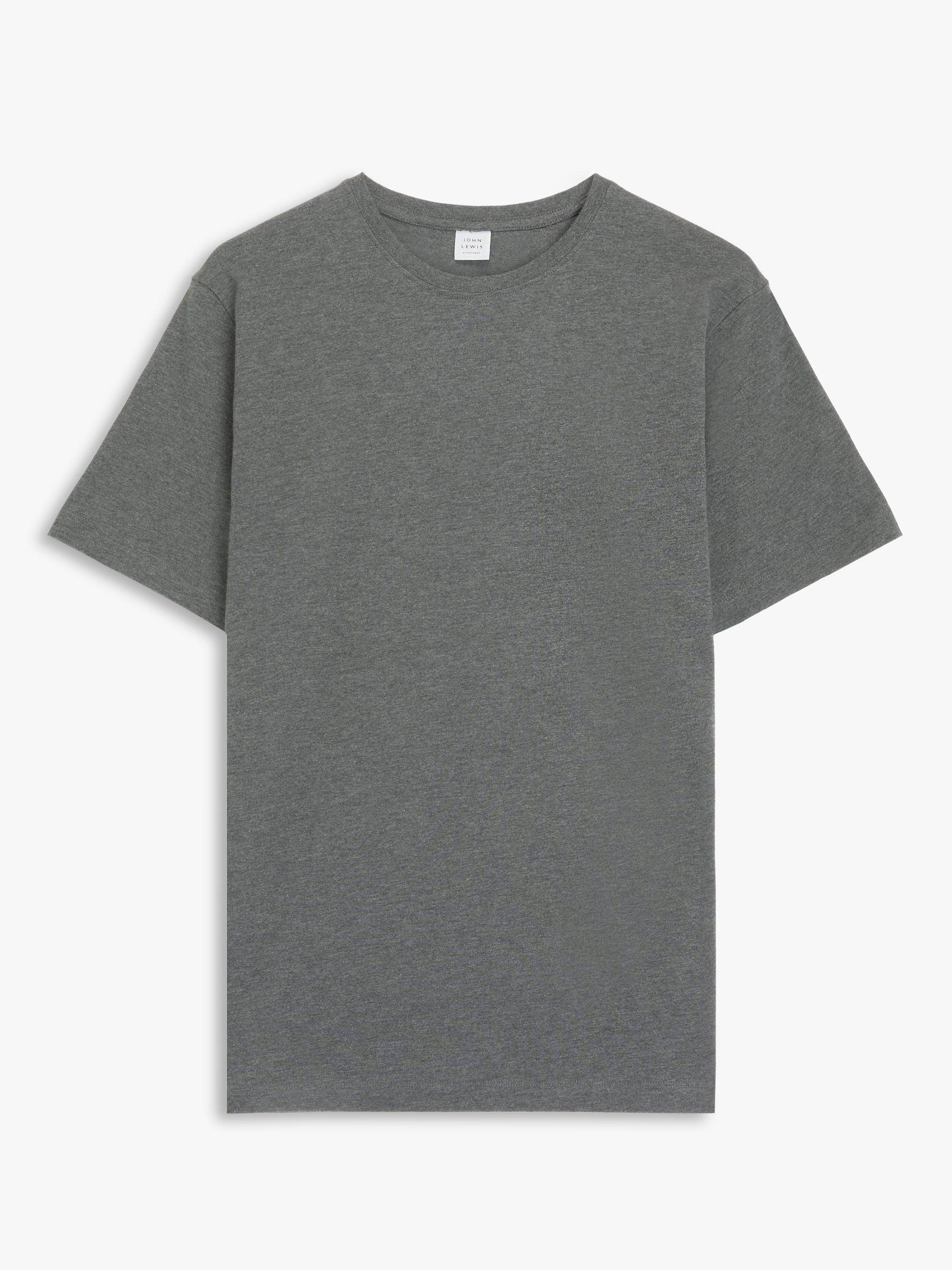 Product image 4 of 5, which shows John Lewis Supima Cotton Jersey Crew Neck T-Shirt, Charcoal Melange, S