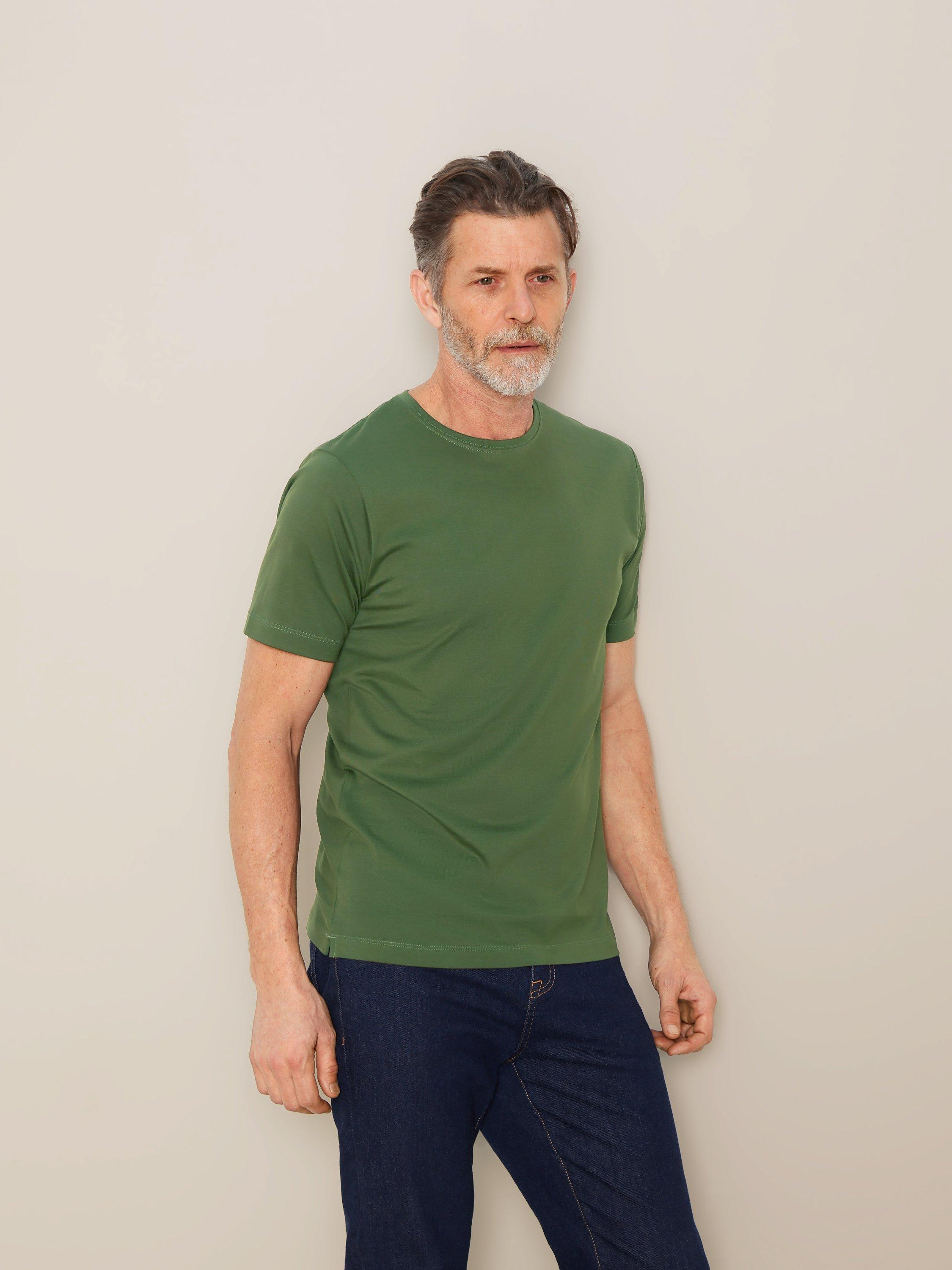 Product image 1 of 6, which shows John Lewis Supima Cotton Jersey Crew Neck T-Shirt, Khaki, S