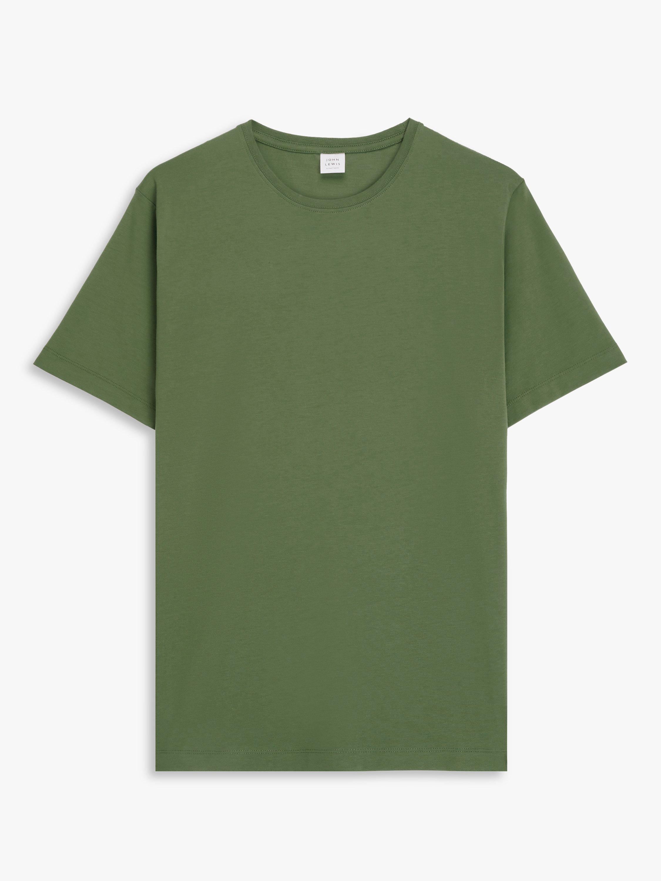 Product image 4 of 6, which shows John Lewis Supima Cotton Jersey Crew Neck T-Shirt, Khaki, S