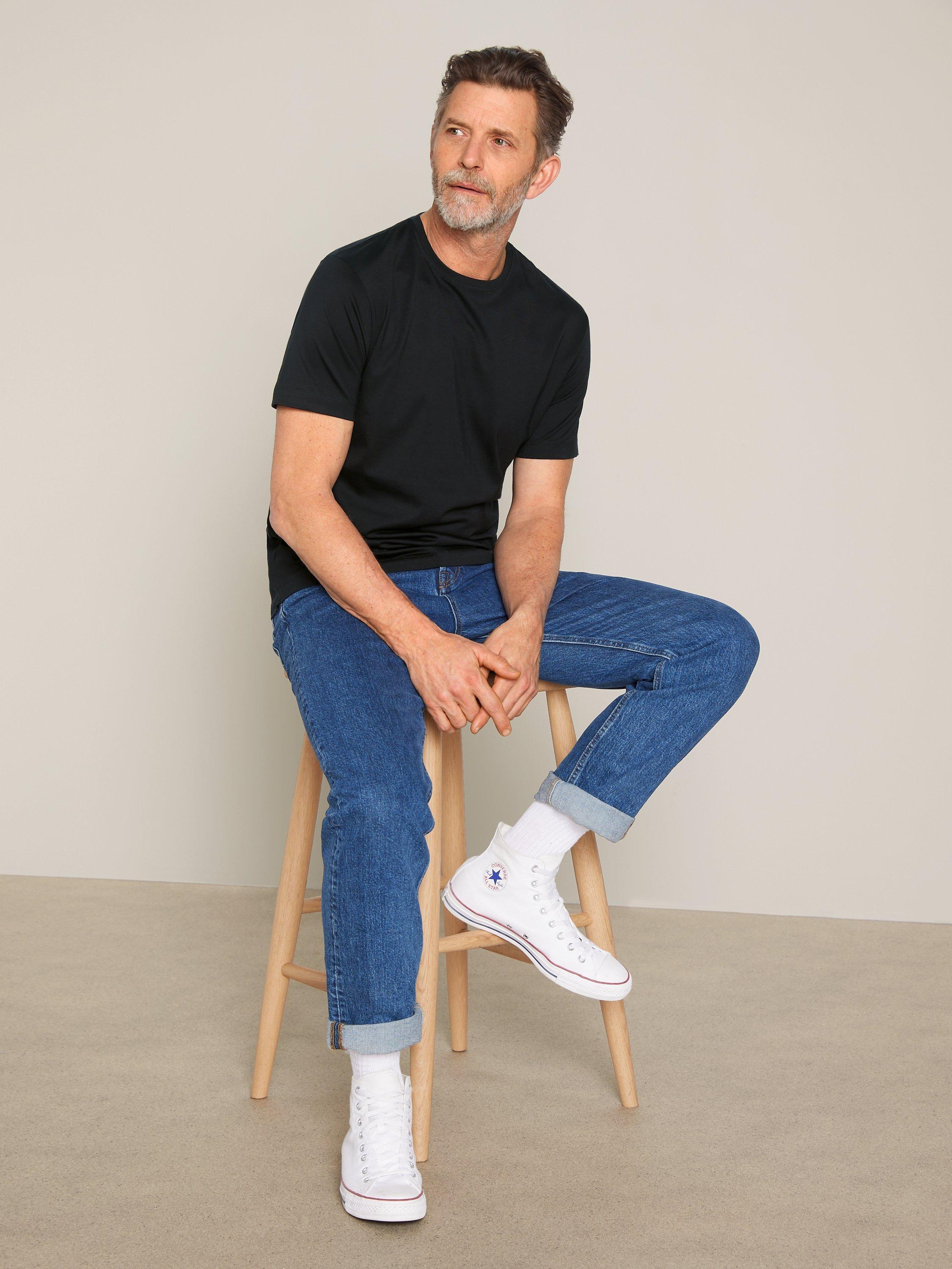 Product image 3 of 6, which shows John Lewis Supima Cotton Jersey Crew Neck T-Shirt, Black, S