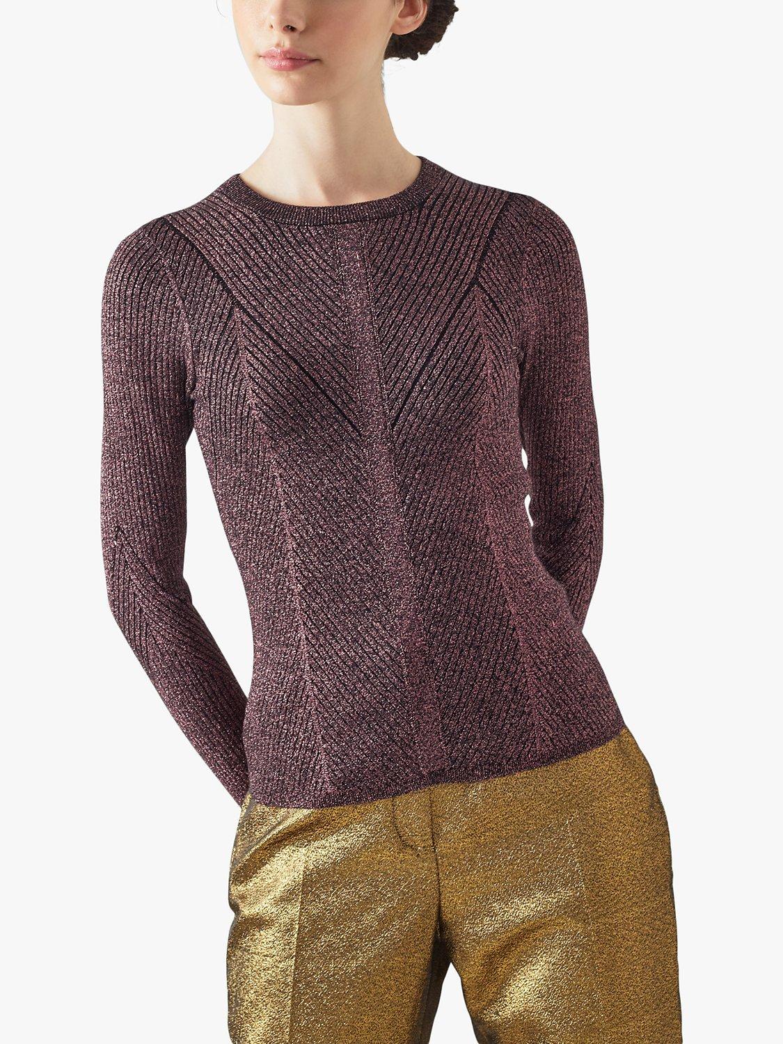 L.K.Bennett Myrtle Metallic Jumper, Pink