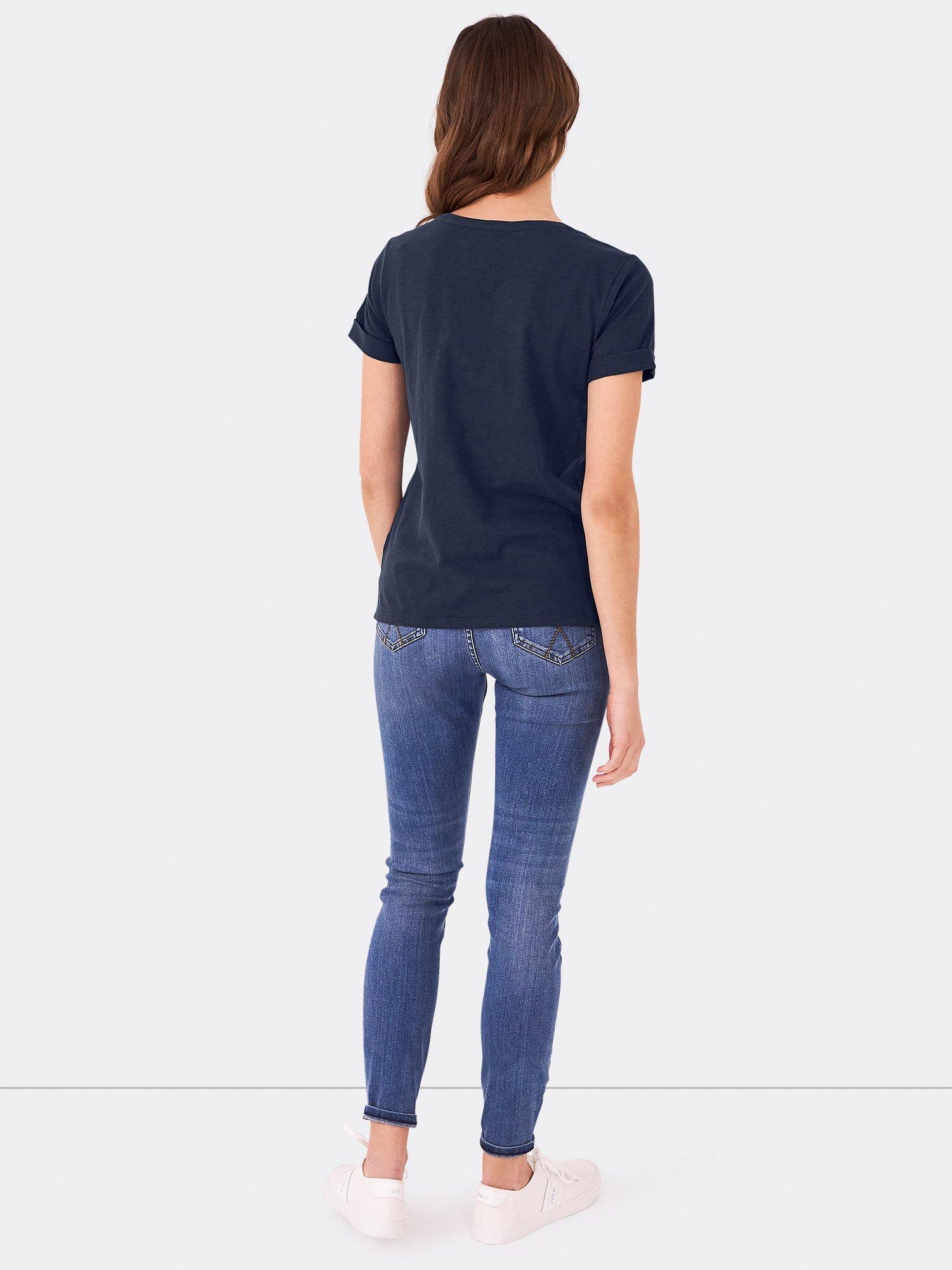 Product image 3 of 4, which shows Crew Clothing Perfect Crew Slub T-Shirt, Navy, 8