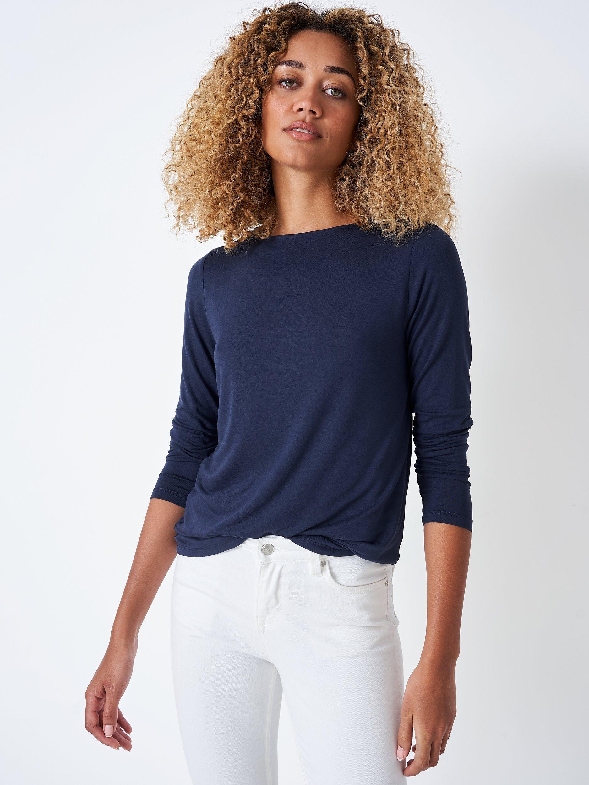 Crew Clothing Jemma Boat Neck Top, Navy Blue