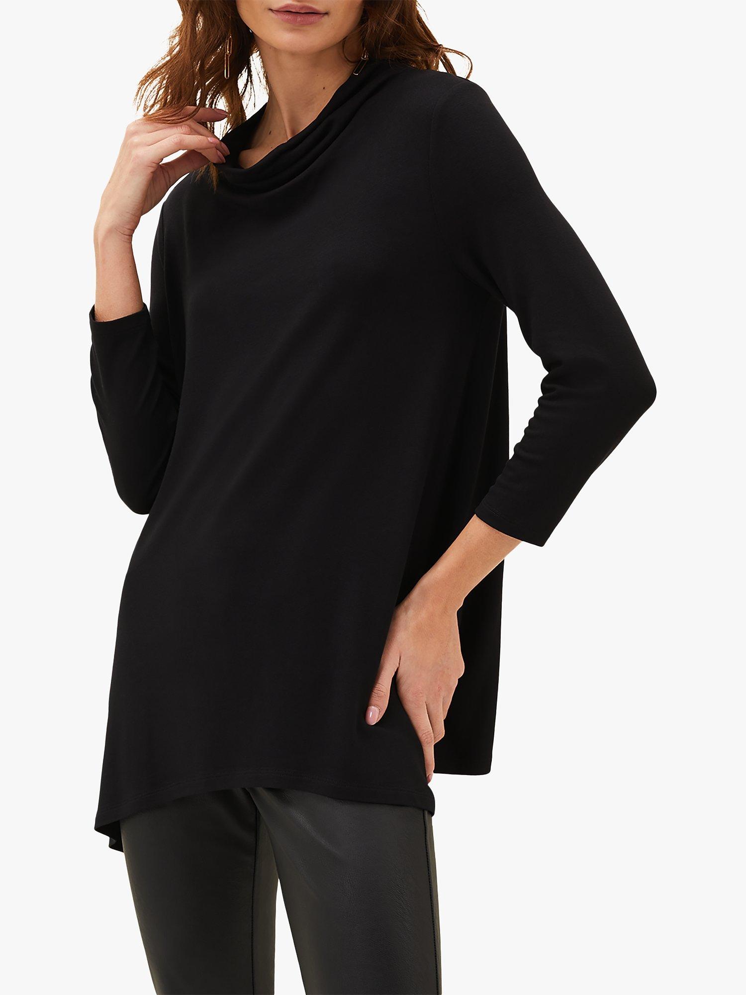 Phase Eight Chrissie Cowl Neck Jersey Top, Black