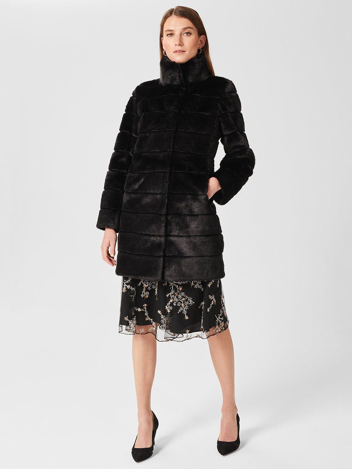 Hobbs Ros Faux Fur Coat, Black