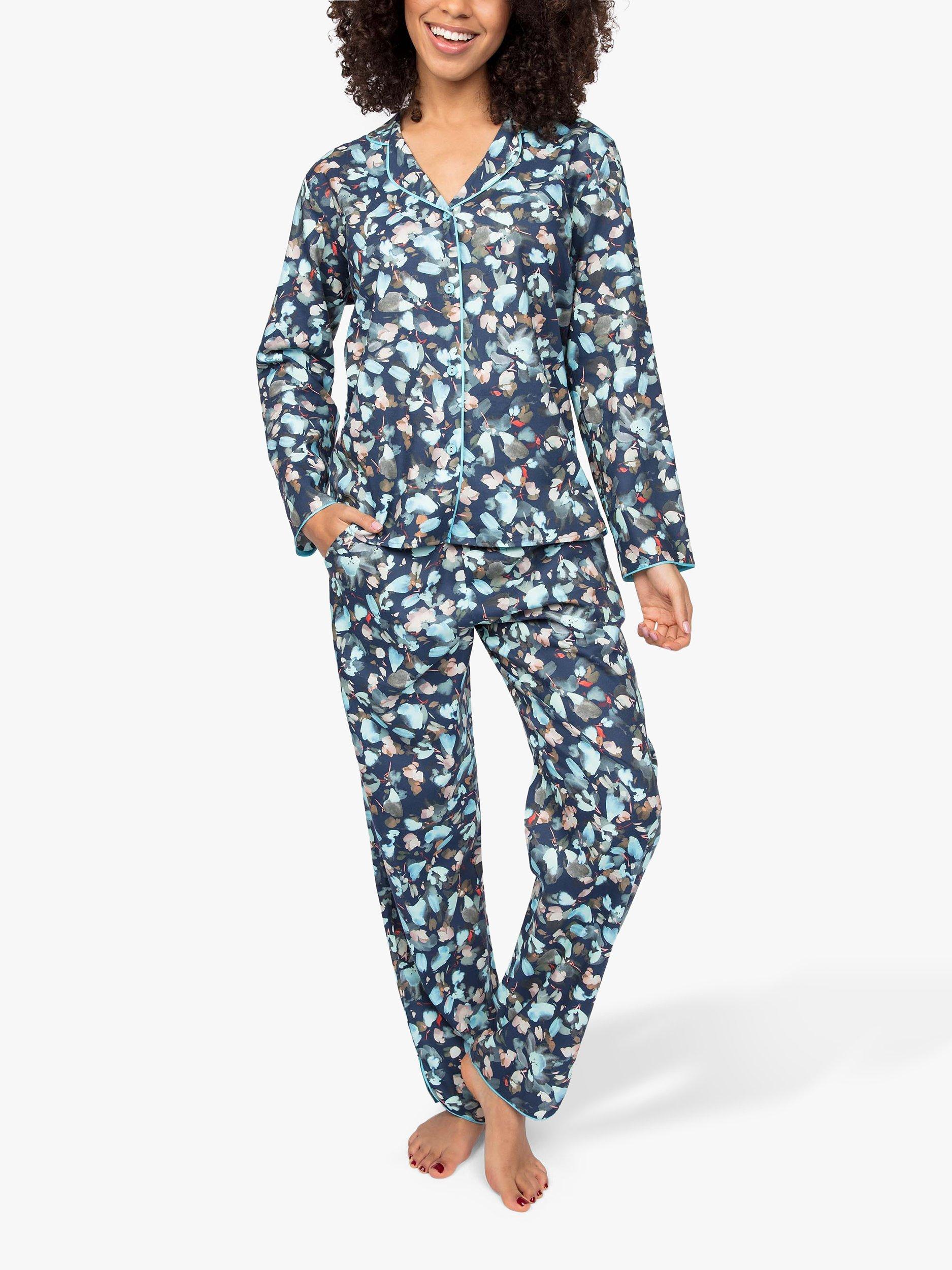 Product image 1 of 5, which shows Cyberjammies Freya Leaf Print Pyjama Set, Teal Mix, 8