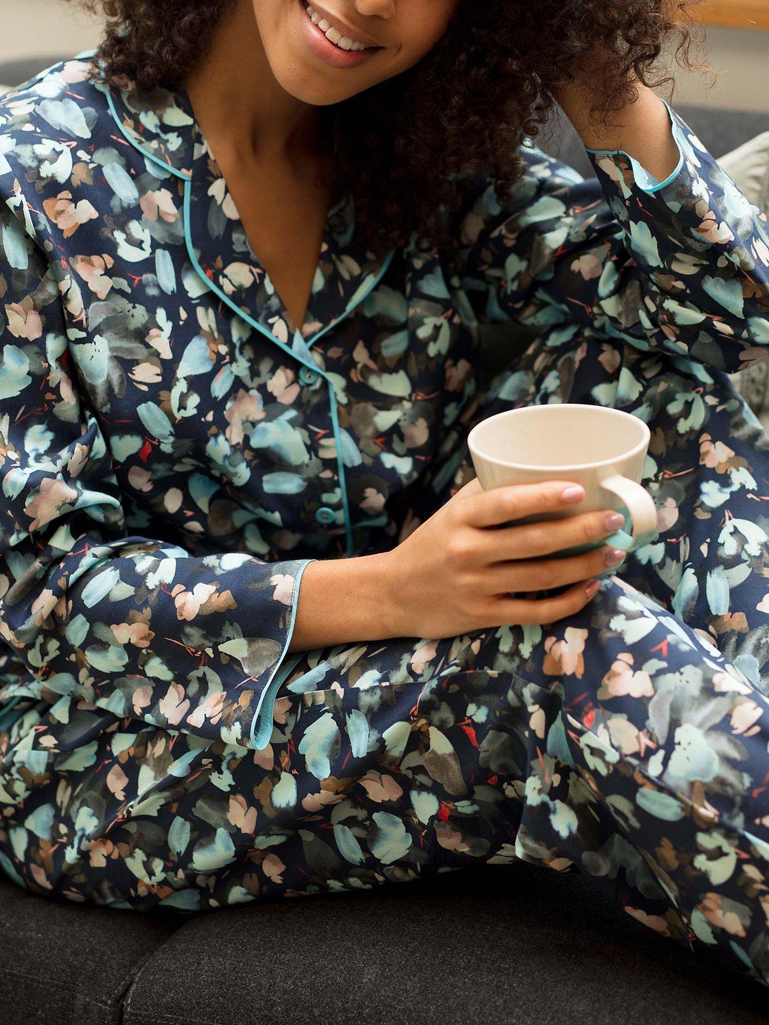 Product image 5 of 5, which shows Cyberjammies Freya Leaf Print Pyjama Set, Teal Mix, 8