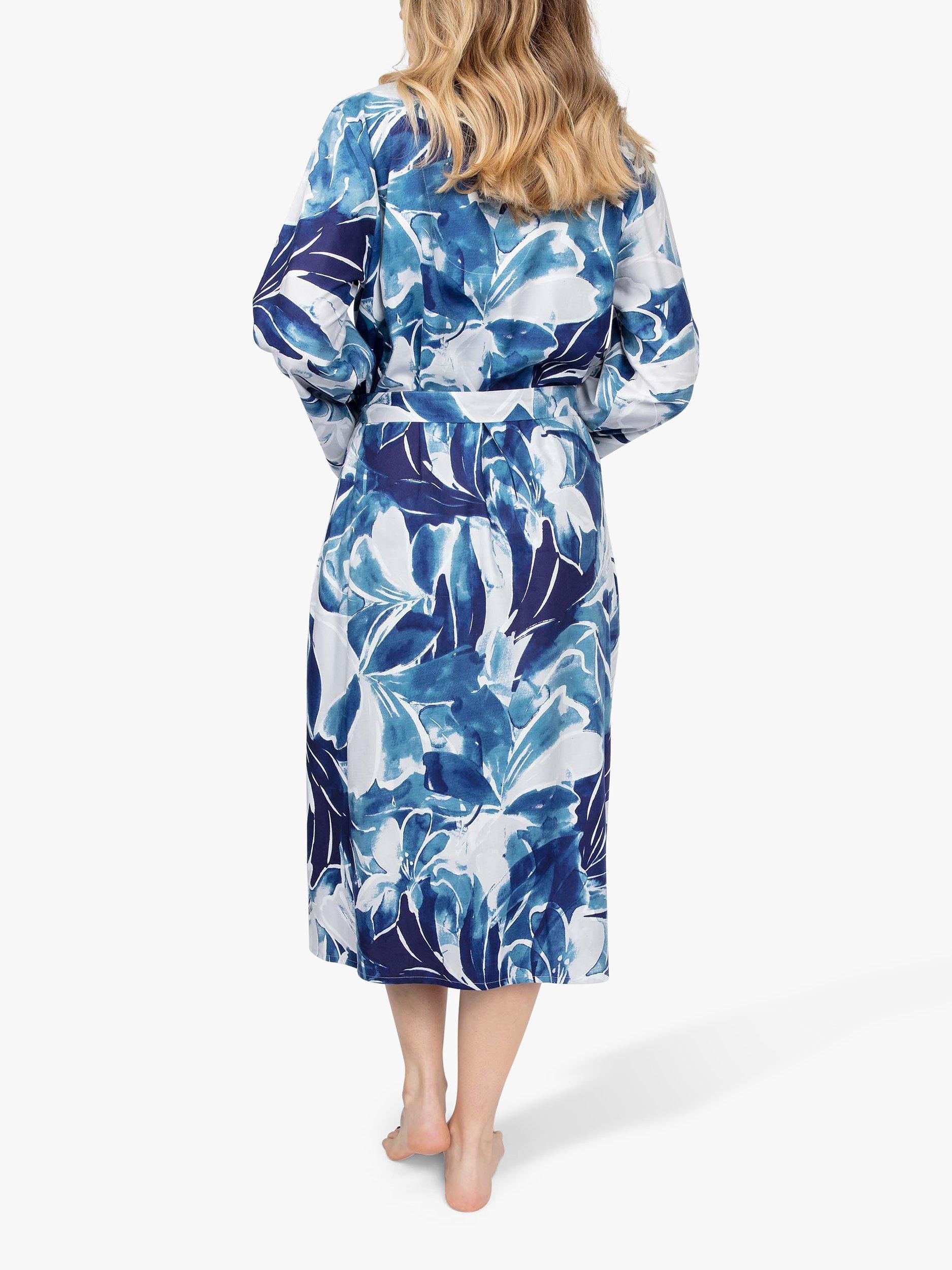 Product image 2 of 3, which shows Cyberjammies Ellie Oversized Floral Dressing Gown, Blue Mix, 8
