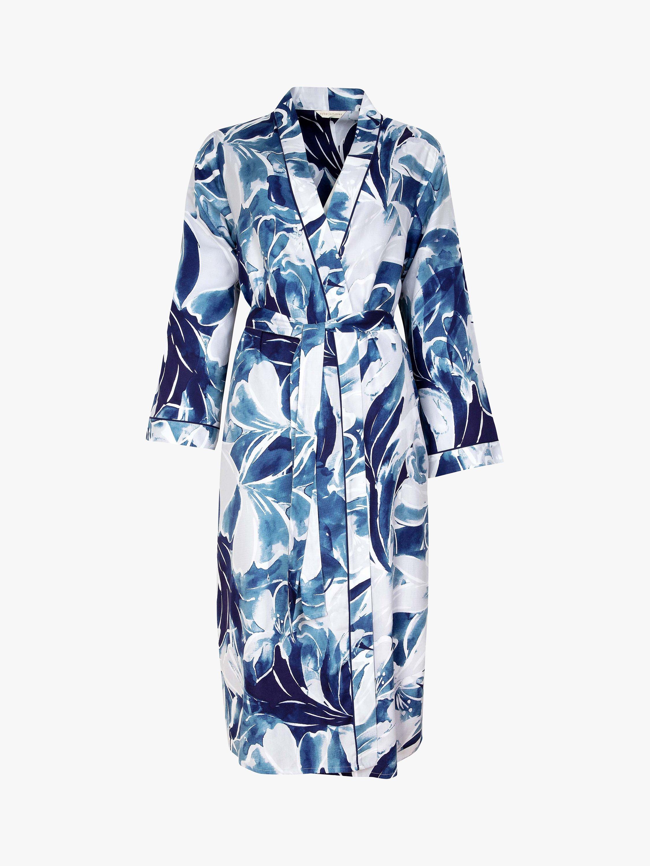 Product image 3 of 3, which shows Cyberjammies Ellie Oversized Floral Dressing Gown, Blue Mix, 8