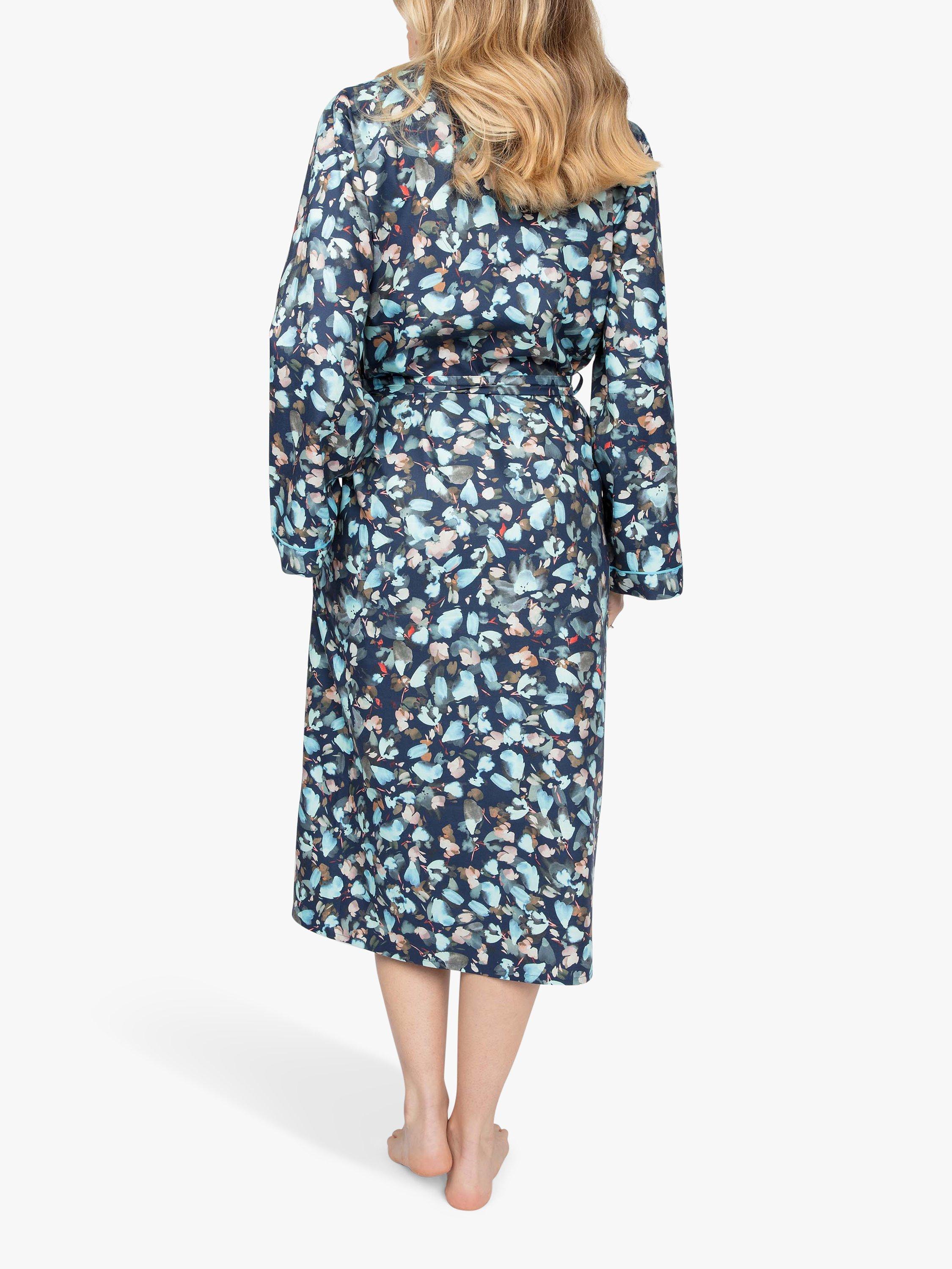 Product image 2 of 3, which shows Cyberjammies Freya Leaf Print Dressing Gown, Blue/Multi, 8