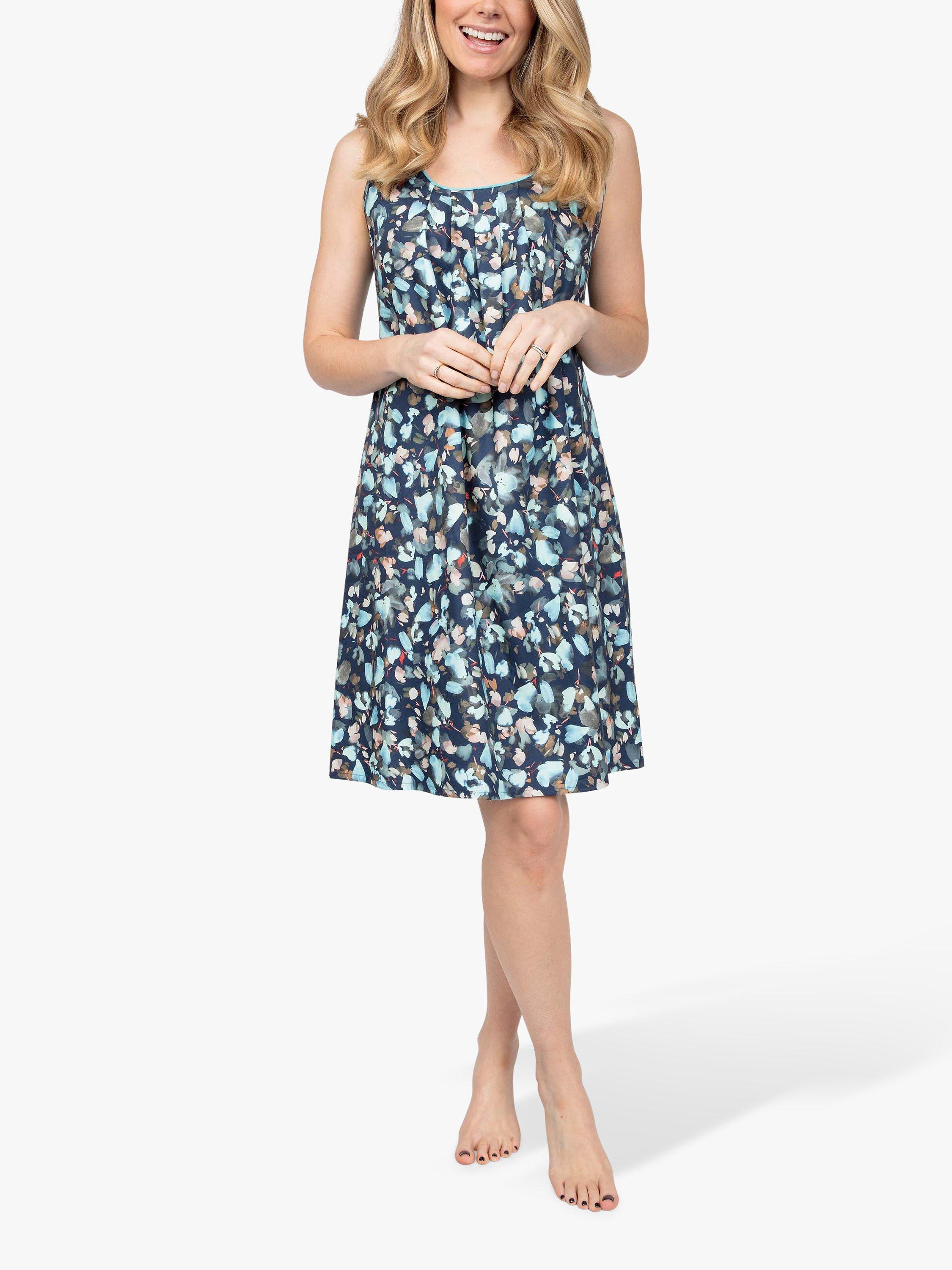 Product image 1 of 3, which shows Cyberjammies Freya Leaf Print Chemise, Blue Mix, 8