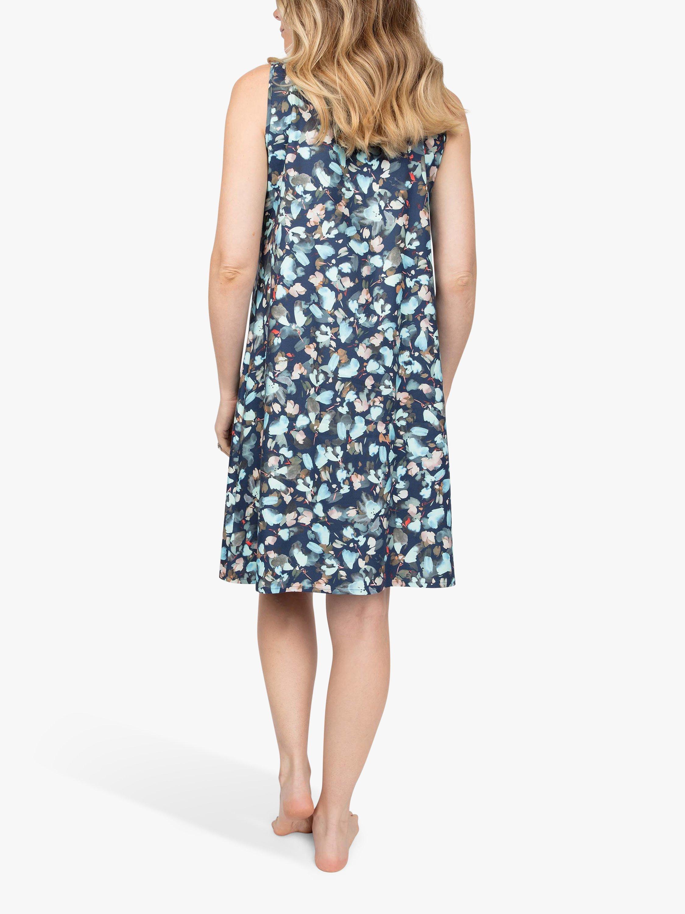 Product image 2 of 3, which shows Cyberjammies Freya Leaf Print Chemise, Blue Mix, 8