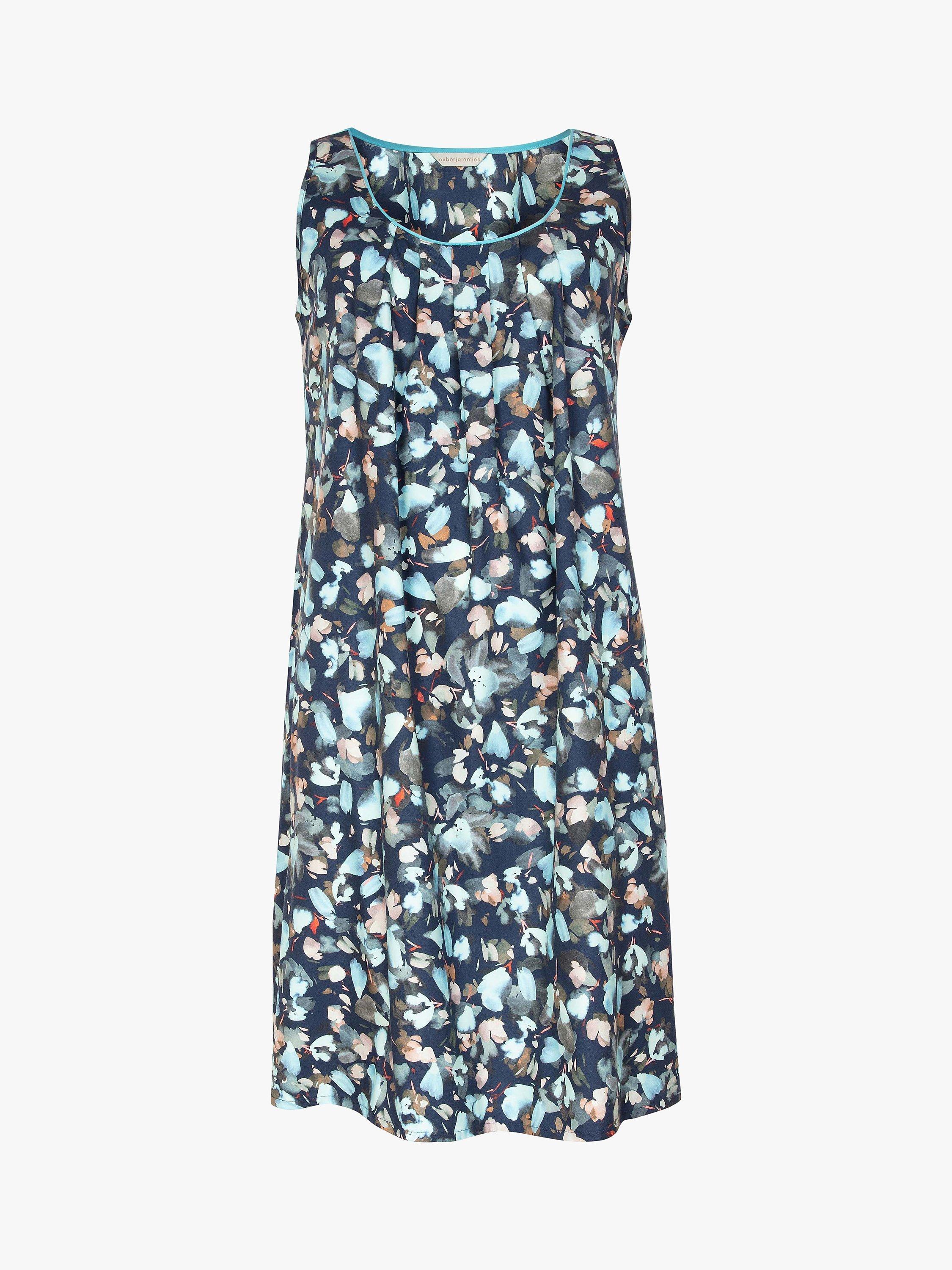 Product image 3 of 3, which shows Cyberjammies Freya Leaf Print Chemise, Blue Mix, 8