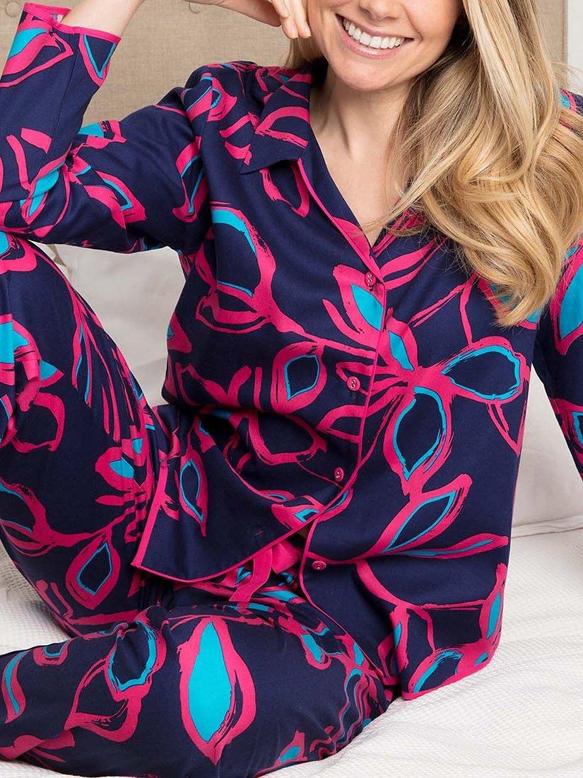 Product image 5 of 5, which shows Cyberjammies Charlotte Floral Print Pyjama Set, Navy/Pink, 8