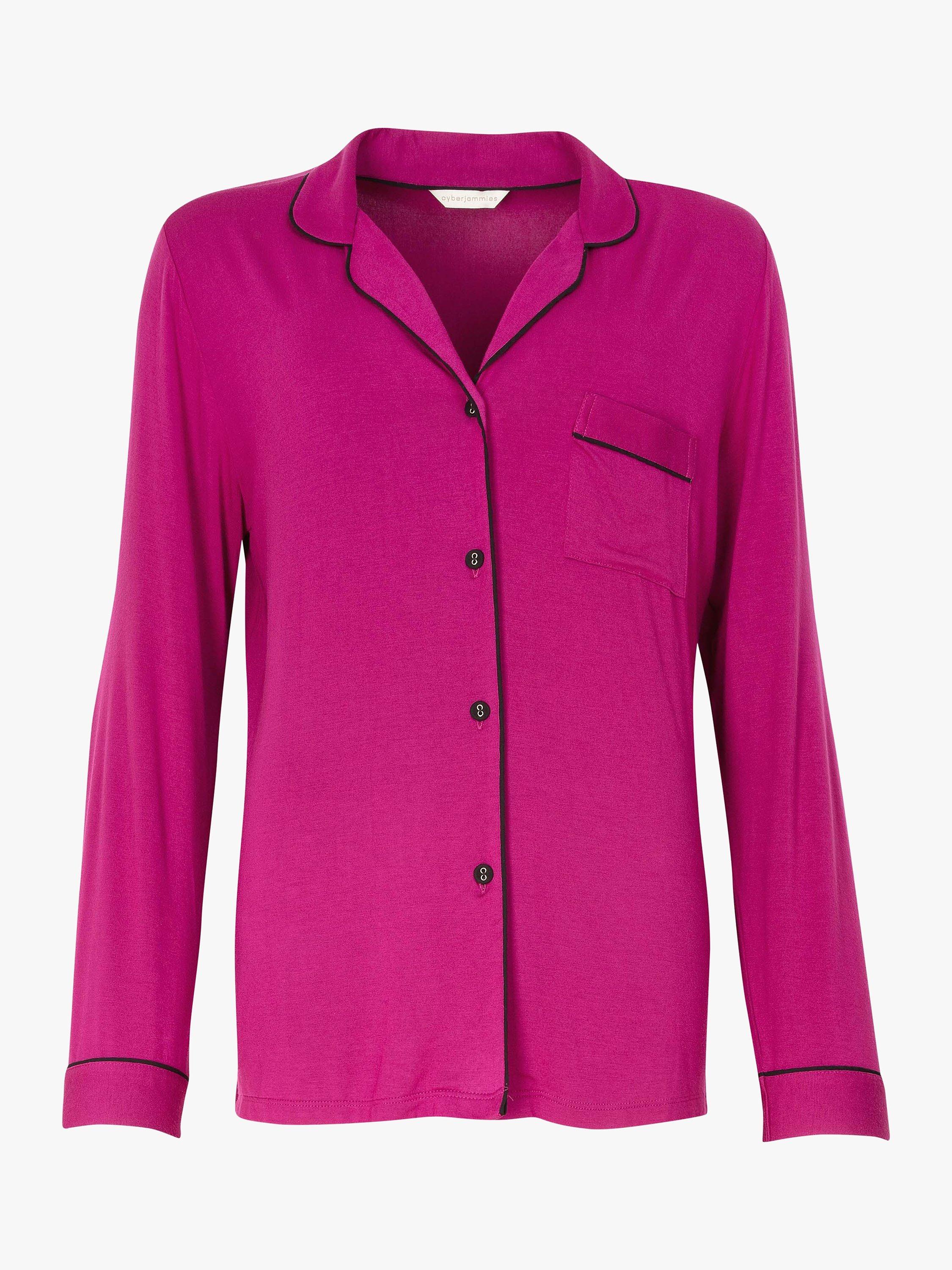 Product image 3 of 5, which shows Cyberjammies Natasha Revere Collar Pyjama Set, Hot Pink, 8