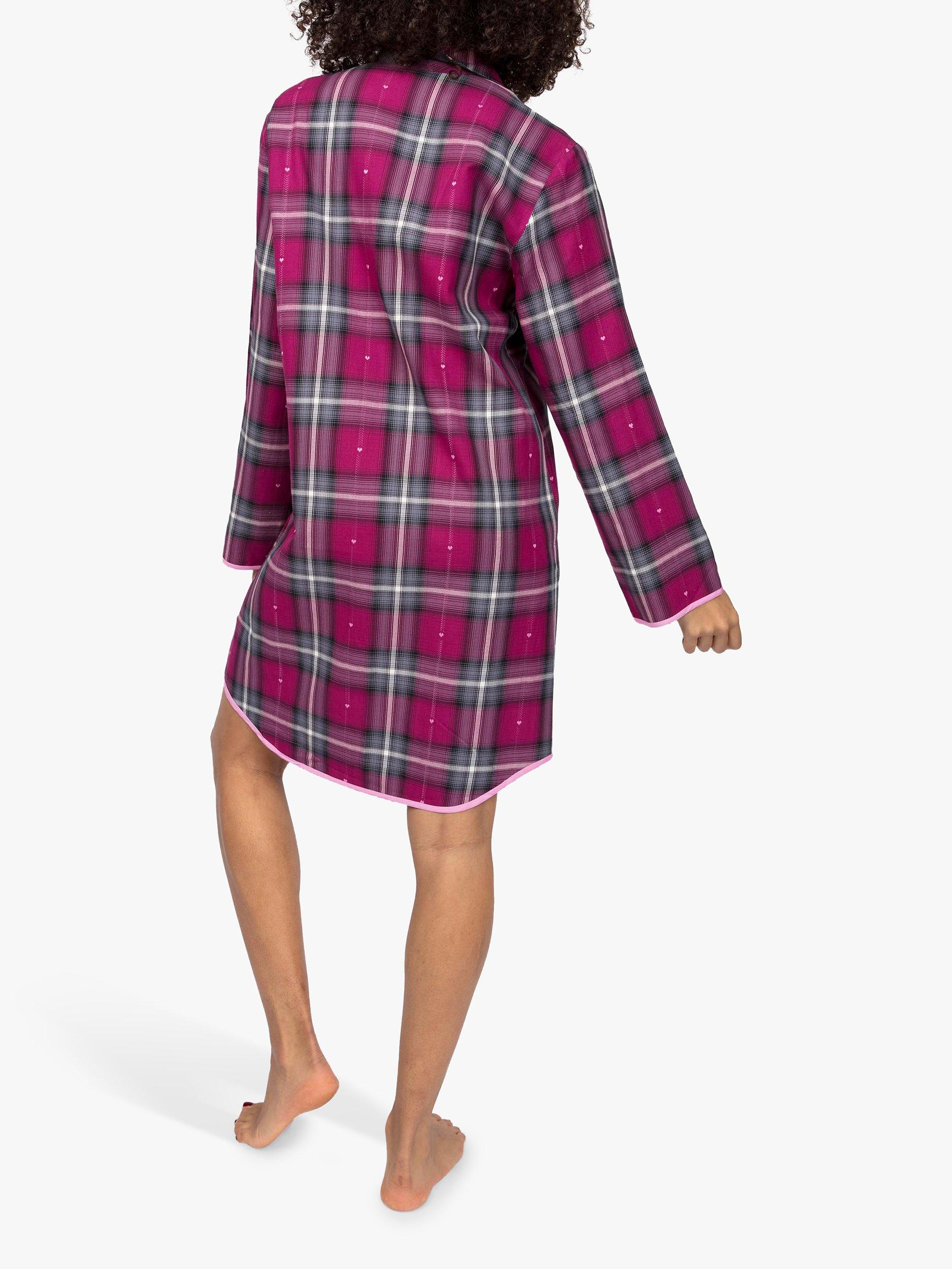 Product image 2 of 4, which shows Cyberjammies Dobby Heart Check Print Nightshirt, Pink Mix, 8