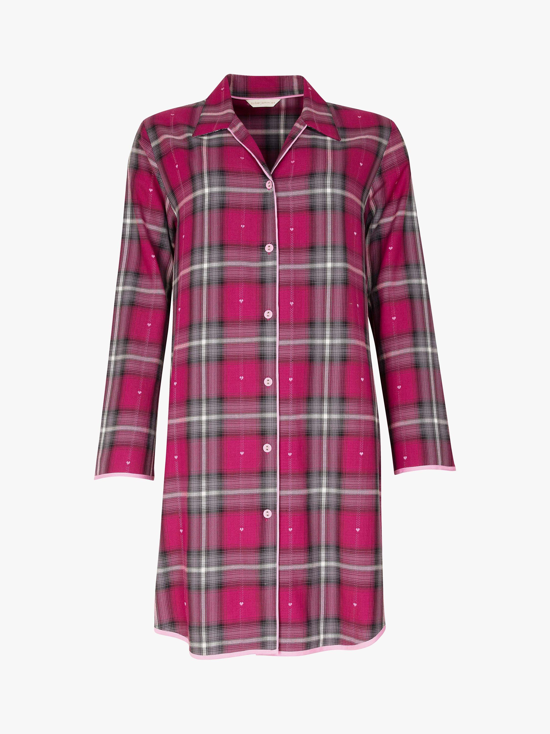 Product image 3 of 4, which shows Cyberjammies Dobby Heart Check Print Nightshirt, Pink Mix, 8