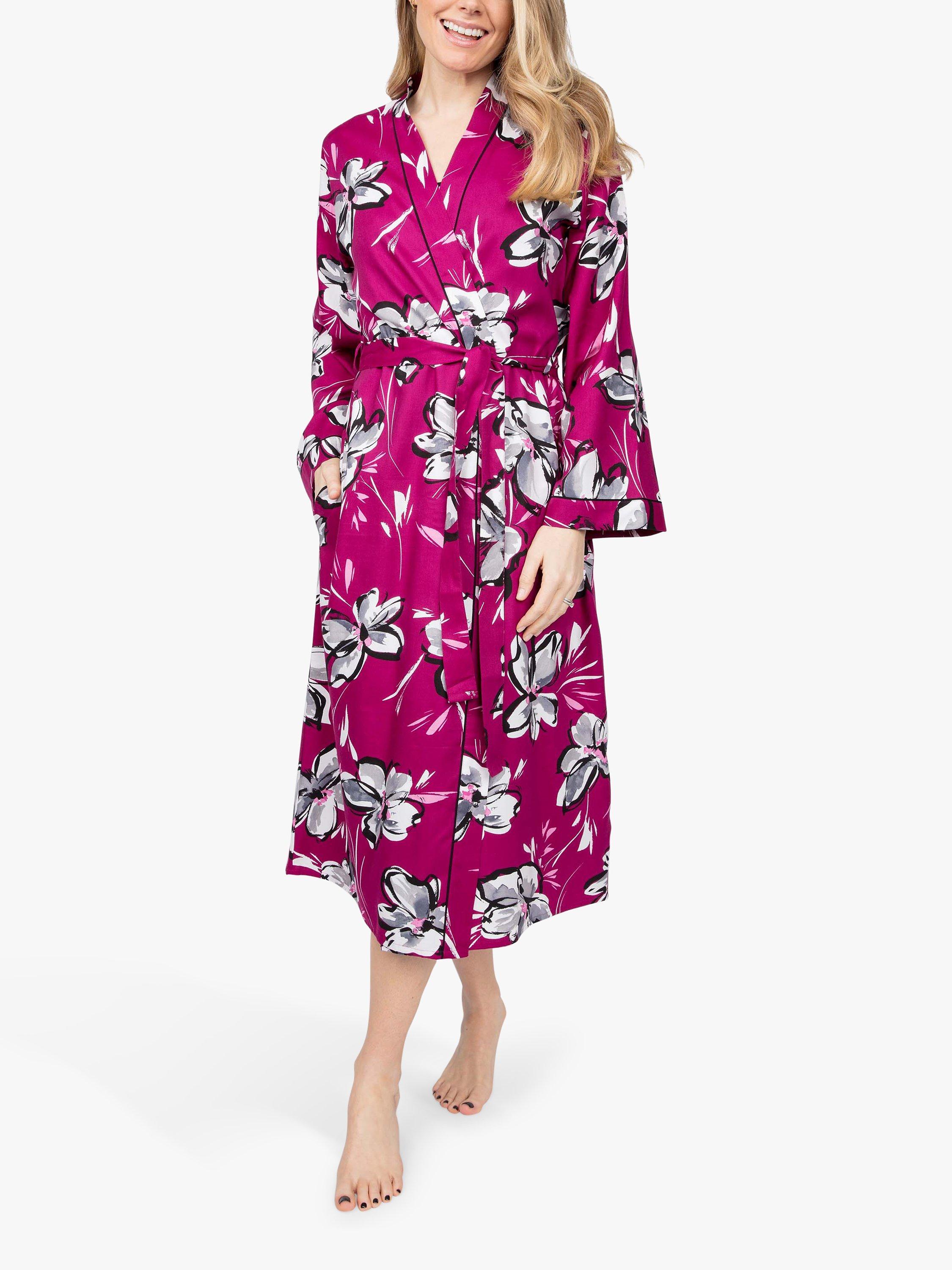 Product image 1 of 3, which shows Cyberjammies Natasha Floral Dressing Gown, Hot Pink/Multi, 8