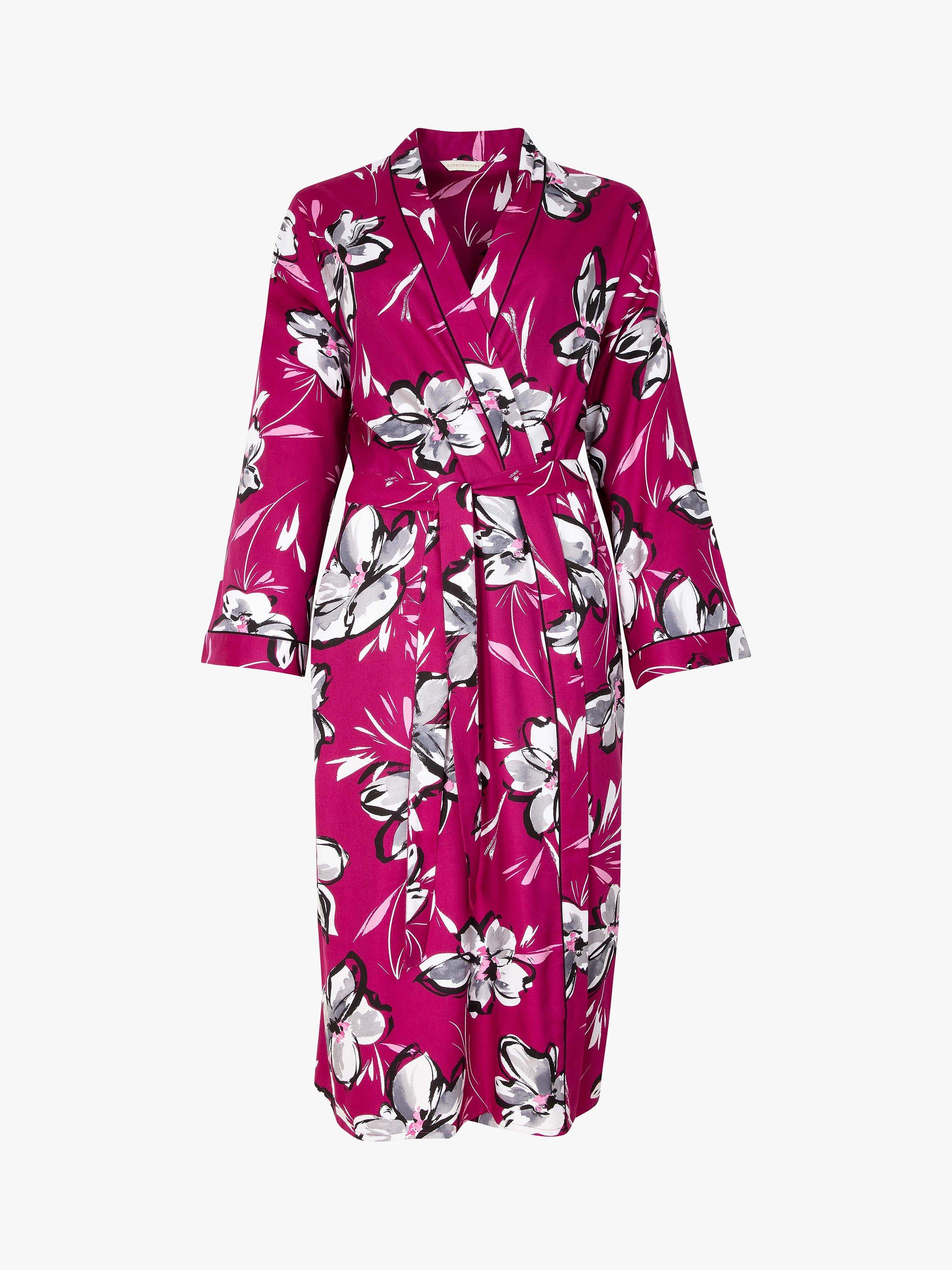 Product image 3 of 3, which shows Cyberjammies Natasha Floral Dressing Gown, Hot Pink/Multi, 8
