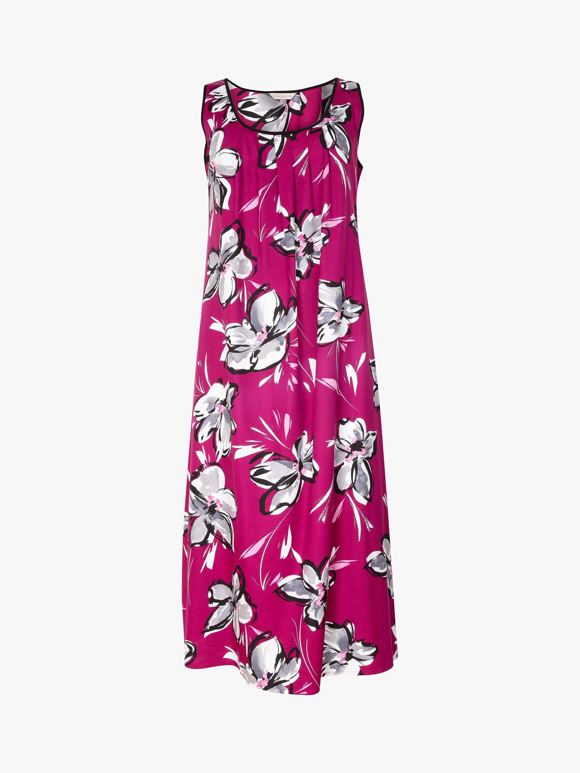 Product image 3 of 3, which shows Cyberjammies Natasha Floral Print Nightdress, Hot Pink/Multi, 8
