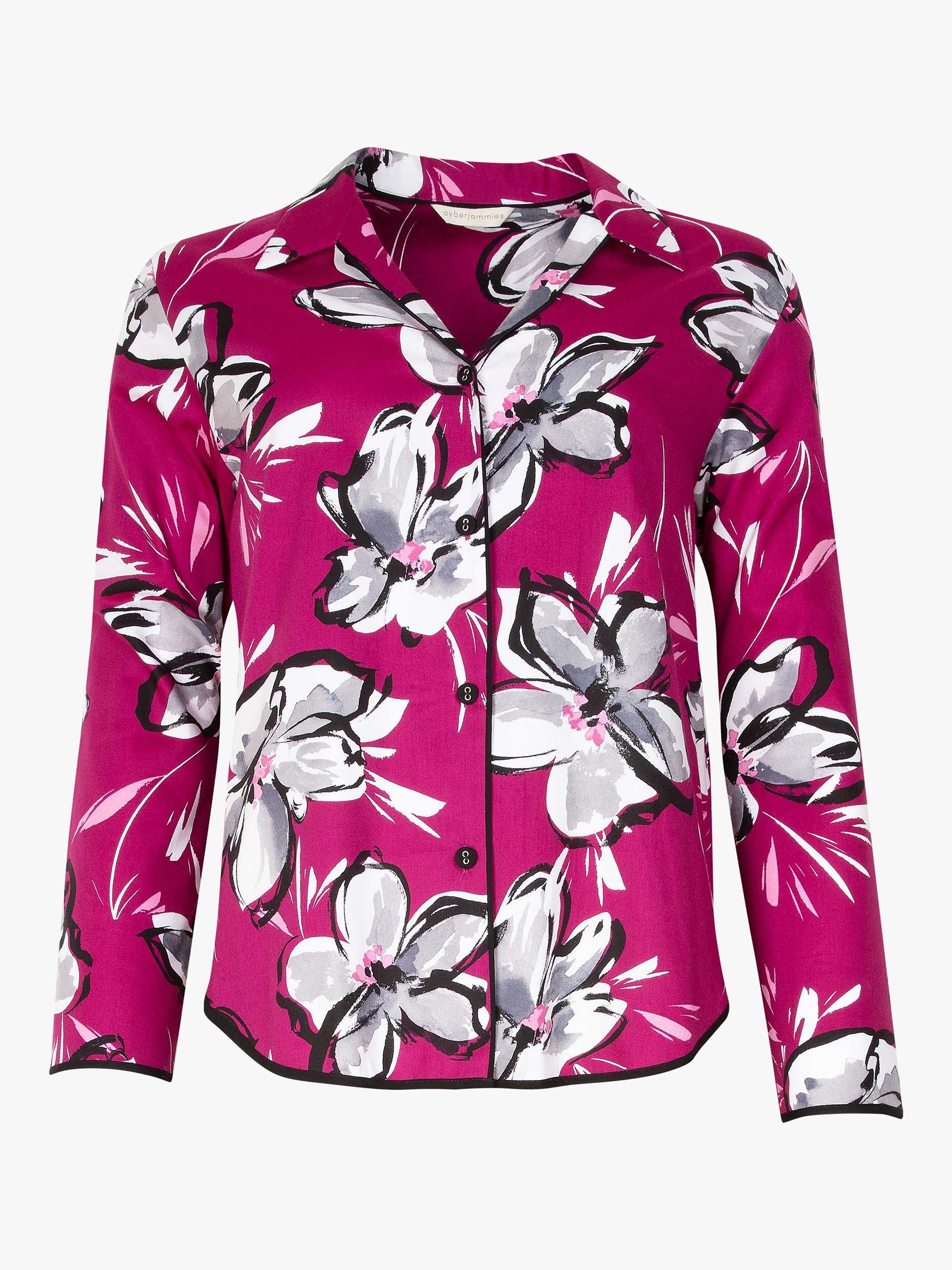 Product image 3 of 5, which shows Cyberjammies Natasha Floral Pyjama Set, Hot Pink/Multi, 8