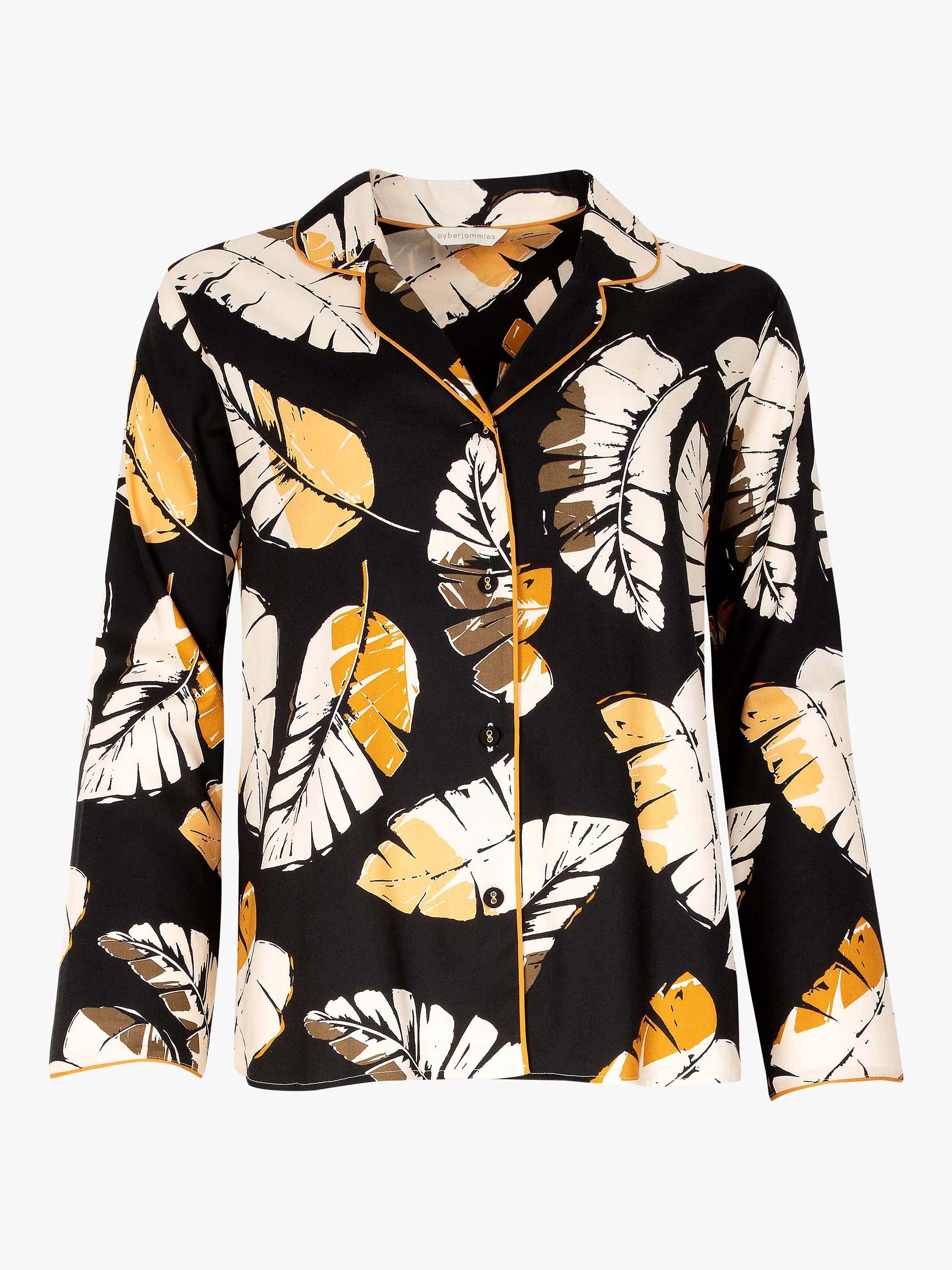 Product image 3 of 5, which shows Cyberjammies Annie Leaf Print Pyjama Set, Black Mix, 8